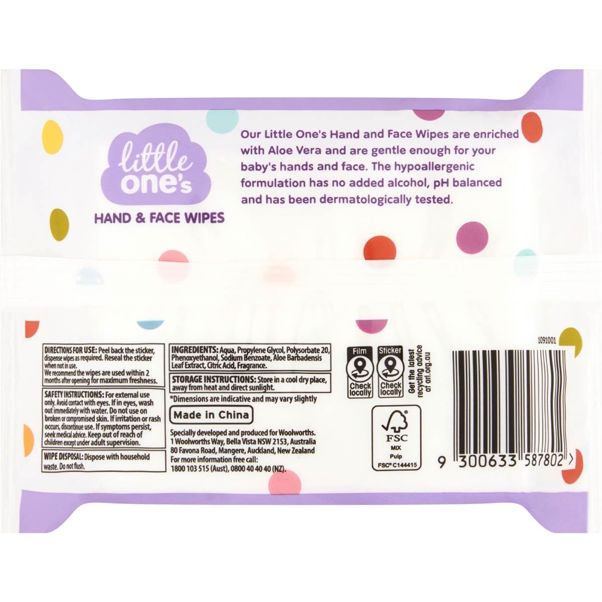 Little One's Baby Wipes Hand & Face 30 Pack Woolworths