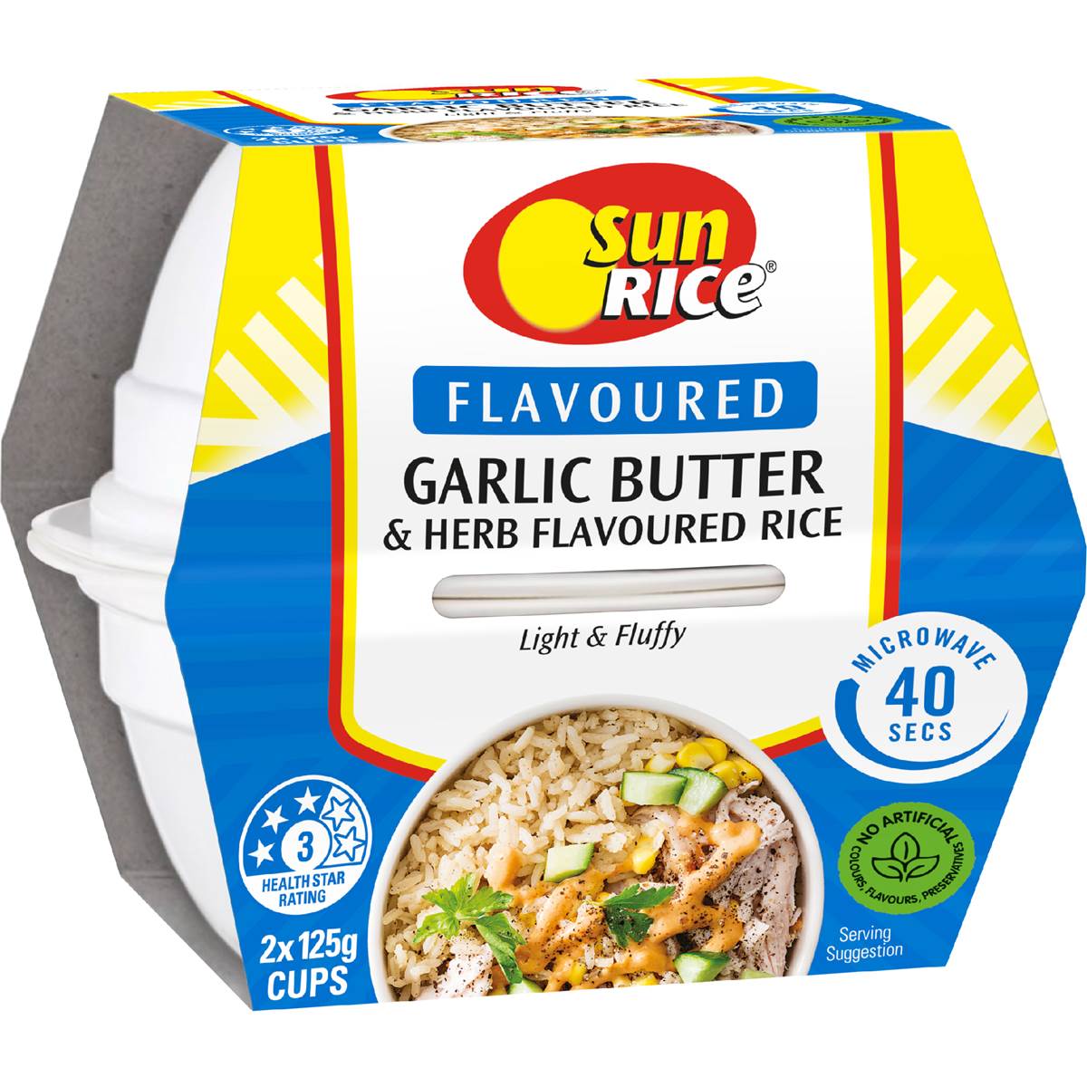 Sunrice Microwave Garlic Butter & Herb Flavoured Rice 125g x 2 pack