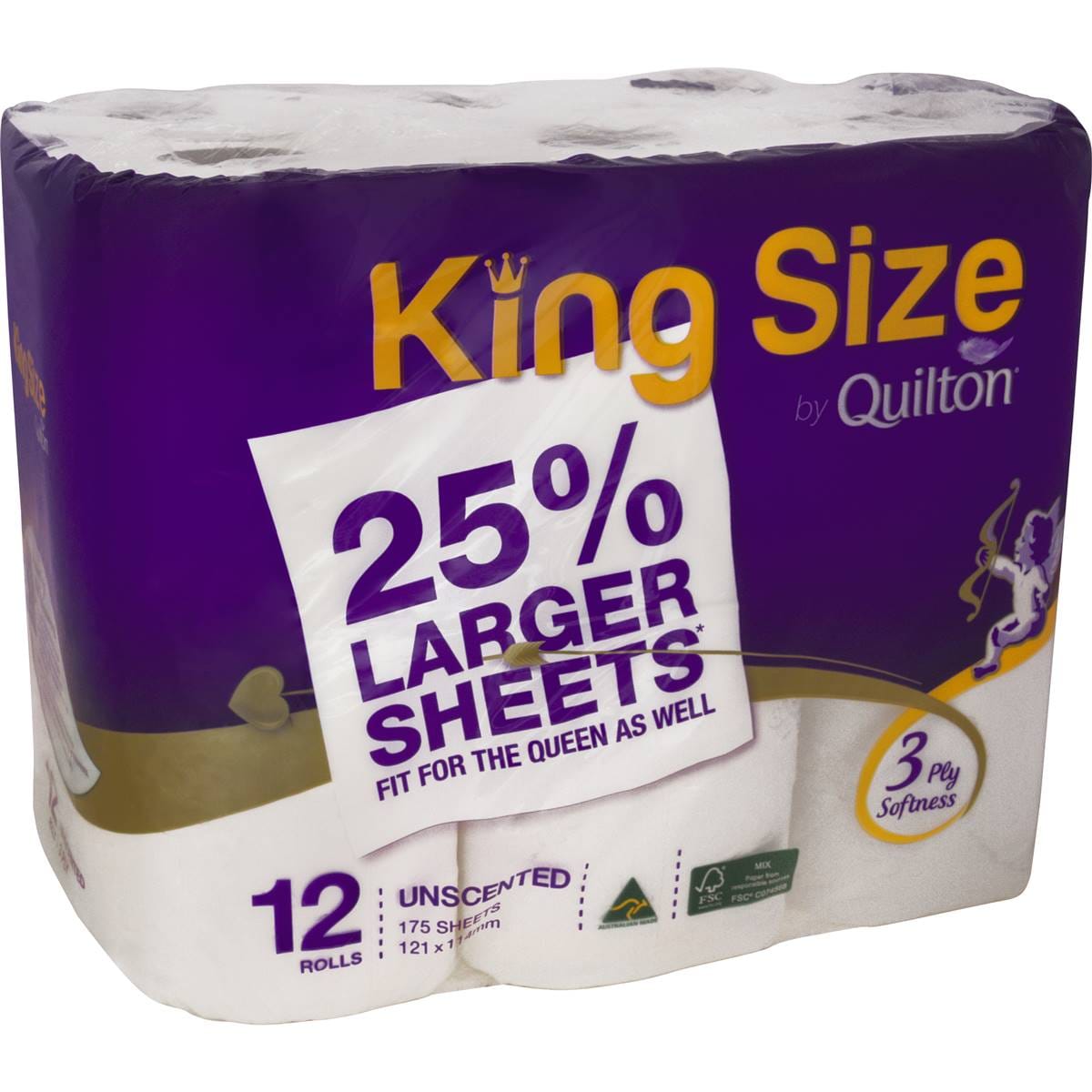 Quilton Toilet Tissue King Size Unscented 3ply 12pk Woolworths