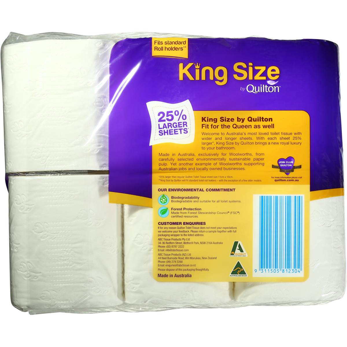 Quilton Toilet Tissue King Size Unscented 3ply 12pk Woolworths