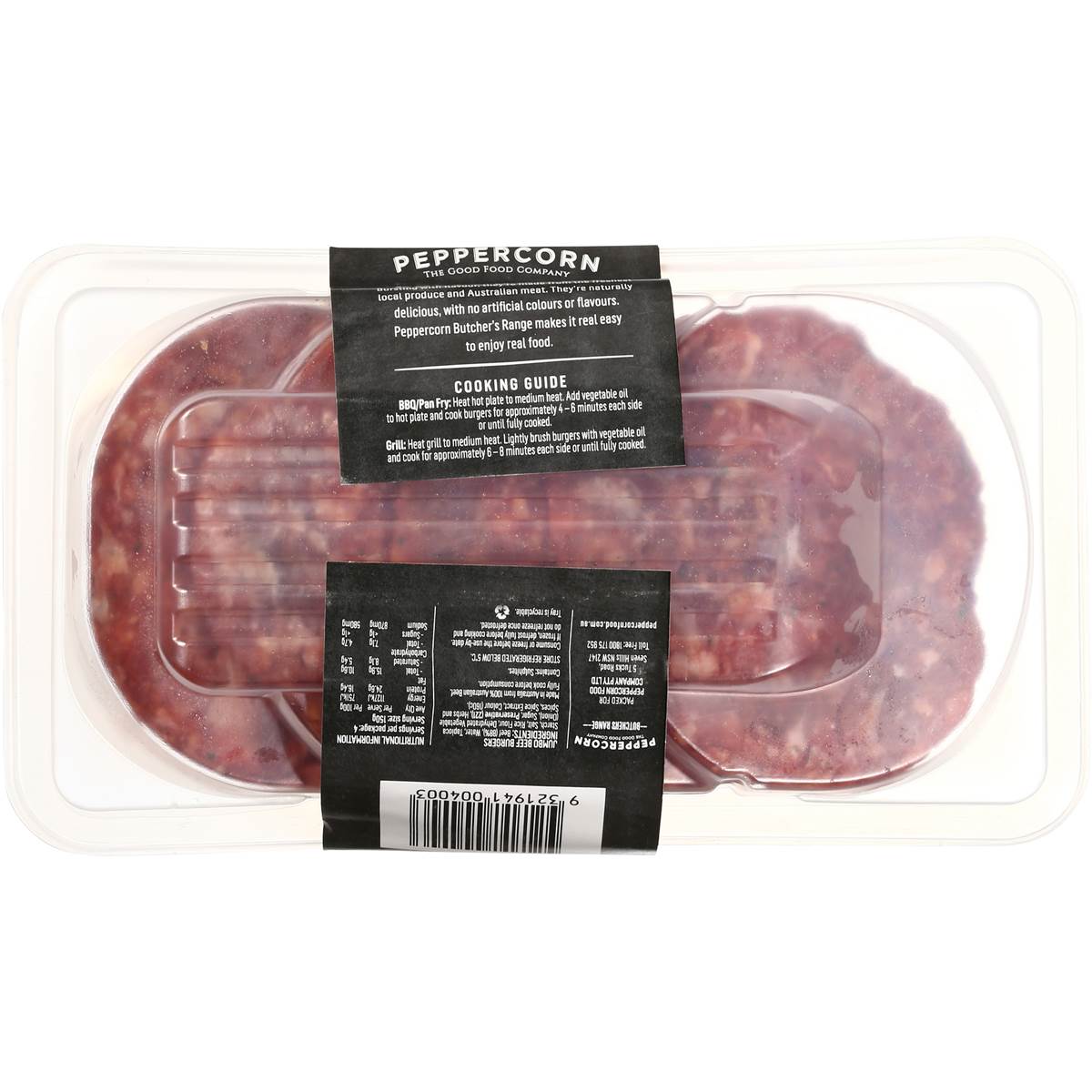 Peppercorn Butcher Jumbo Beef Burgers 600g Woolworths