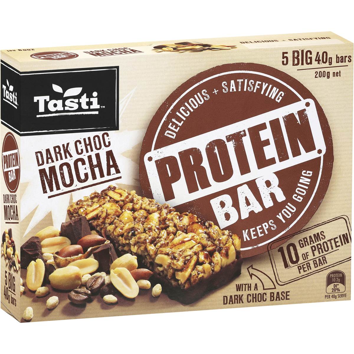 Tasti Protein Bar Dark Choc Mocha 200g Woolworths