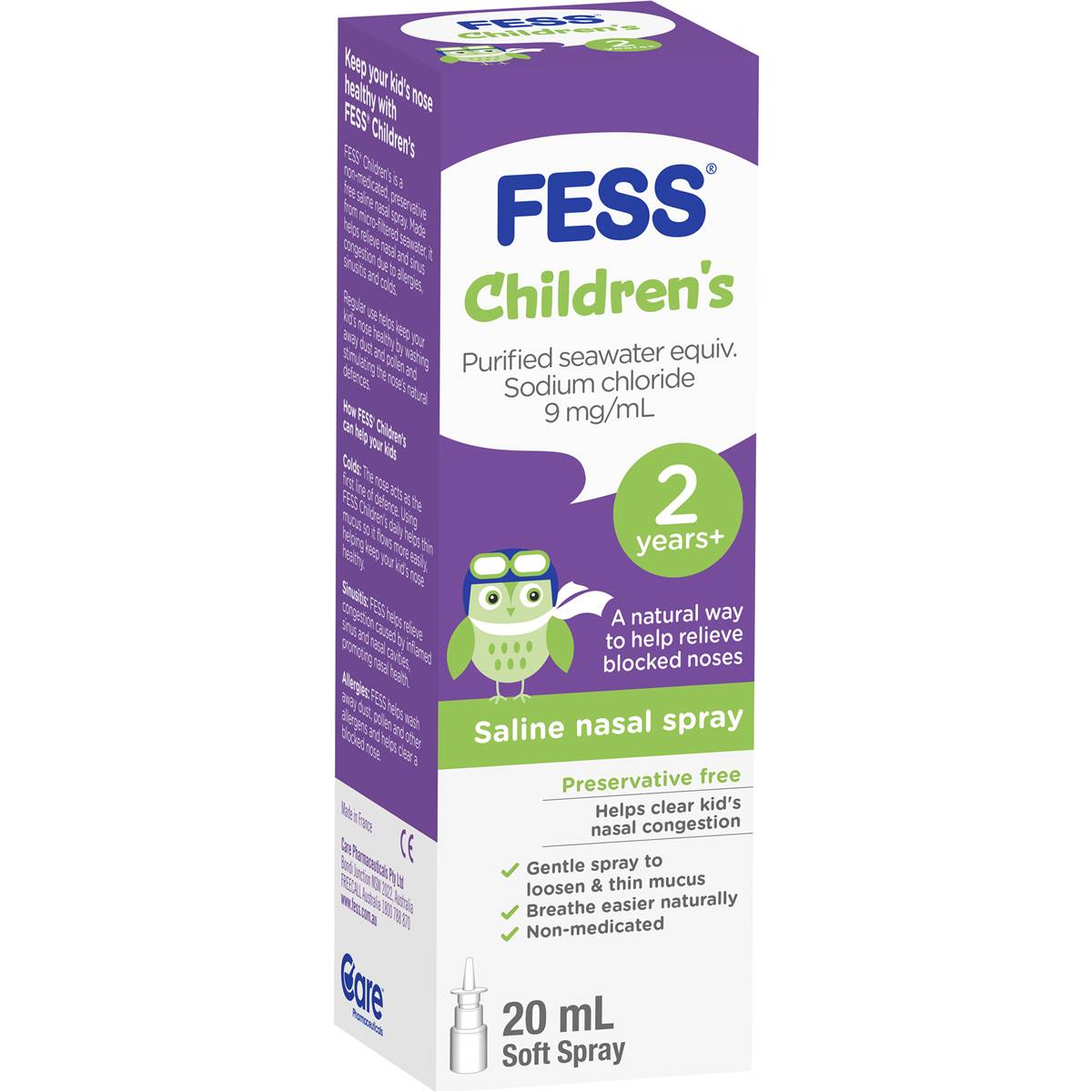 Fess Children's Saline Nasal Spray 20ml Woolworths