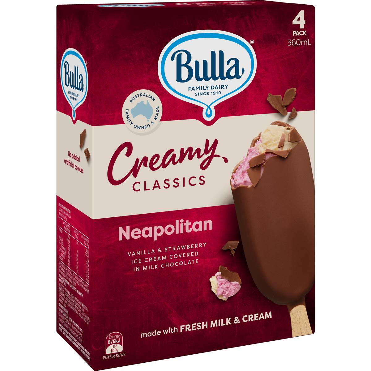 Bulla Creamy Classics Neapolitan Ice Cream Sticks 4 pack