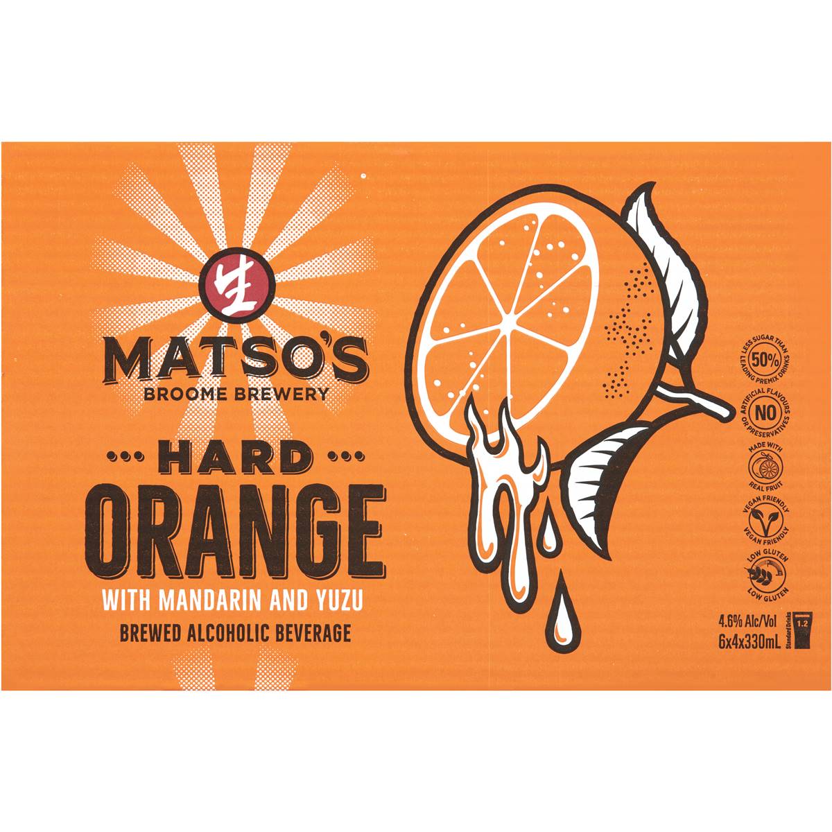 Matso's Hard Orange With Mandarin & Yuzu Bottles 330ml X24 Case