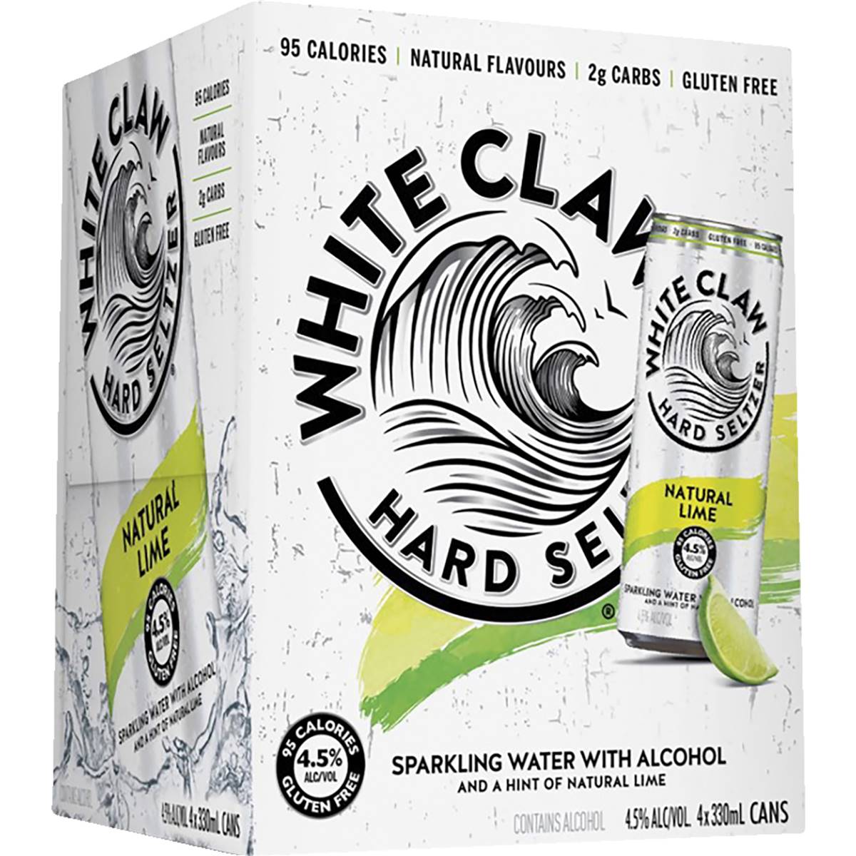White Claw Hard Seltzer Lime Cans 330ml X4 Pack Woolworths