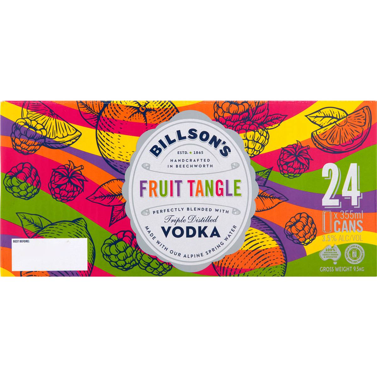 Billsons Vodka Fruit Tangle 355mL x 24 Pack