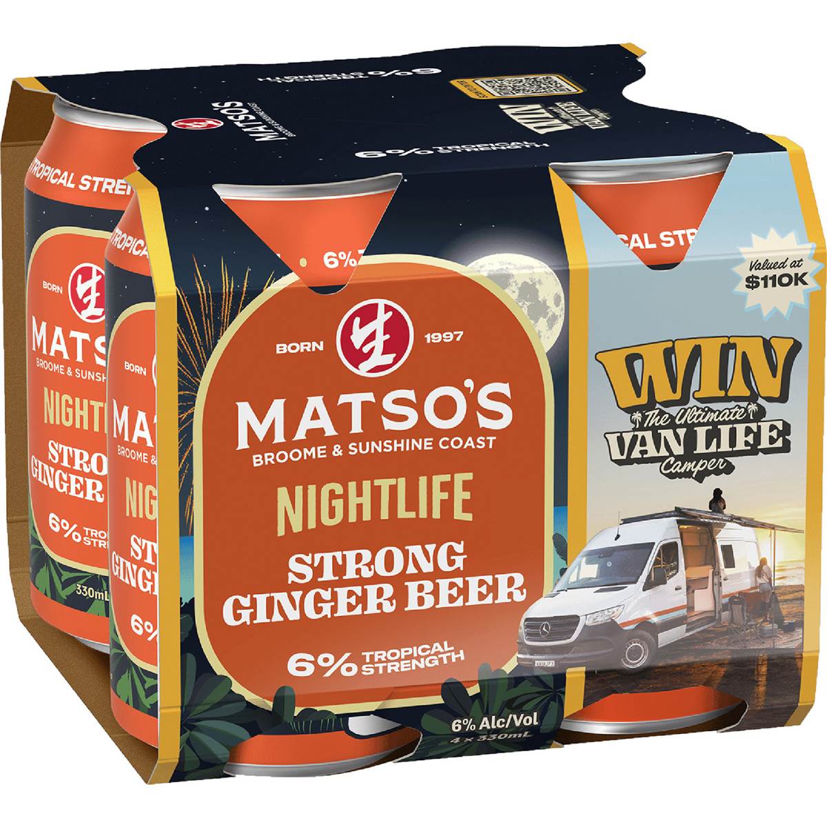 Matso's Stong Ginger Beer Can 330mL x 4 Pack