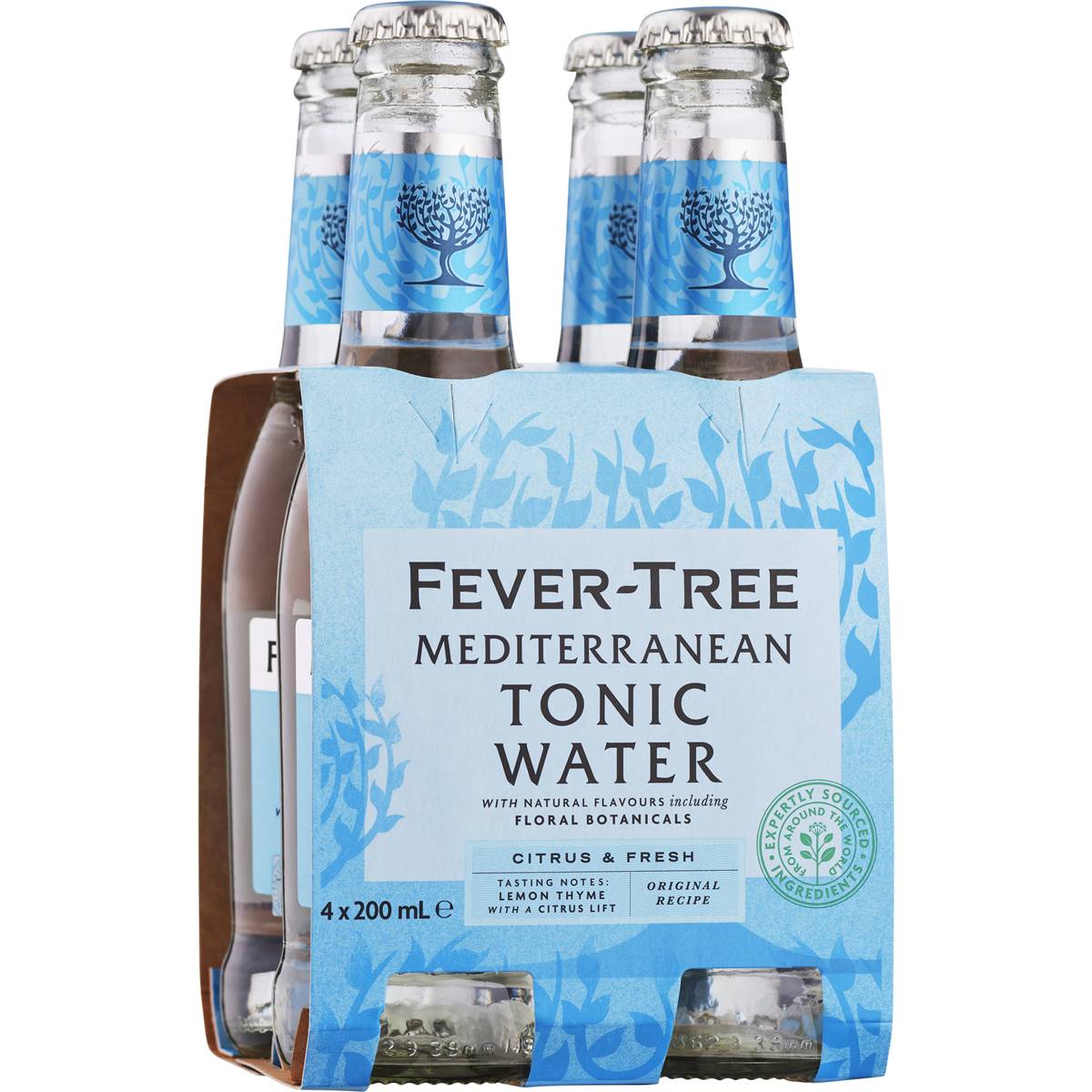 Fevertree Meditteranean Tonic Water Bottles 200ml X 4 Pack Woolworths