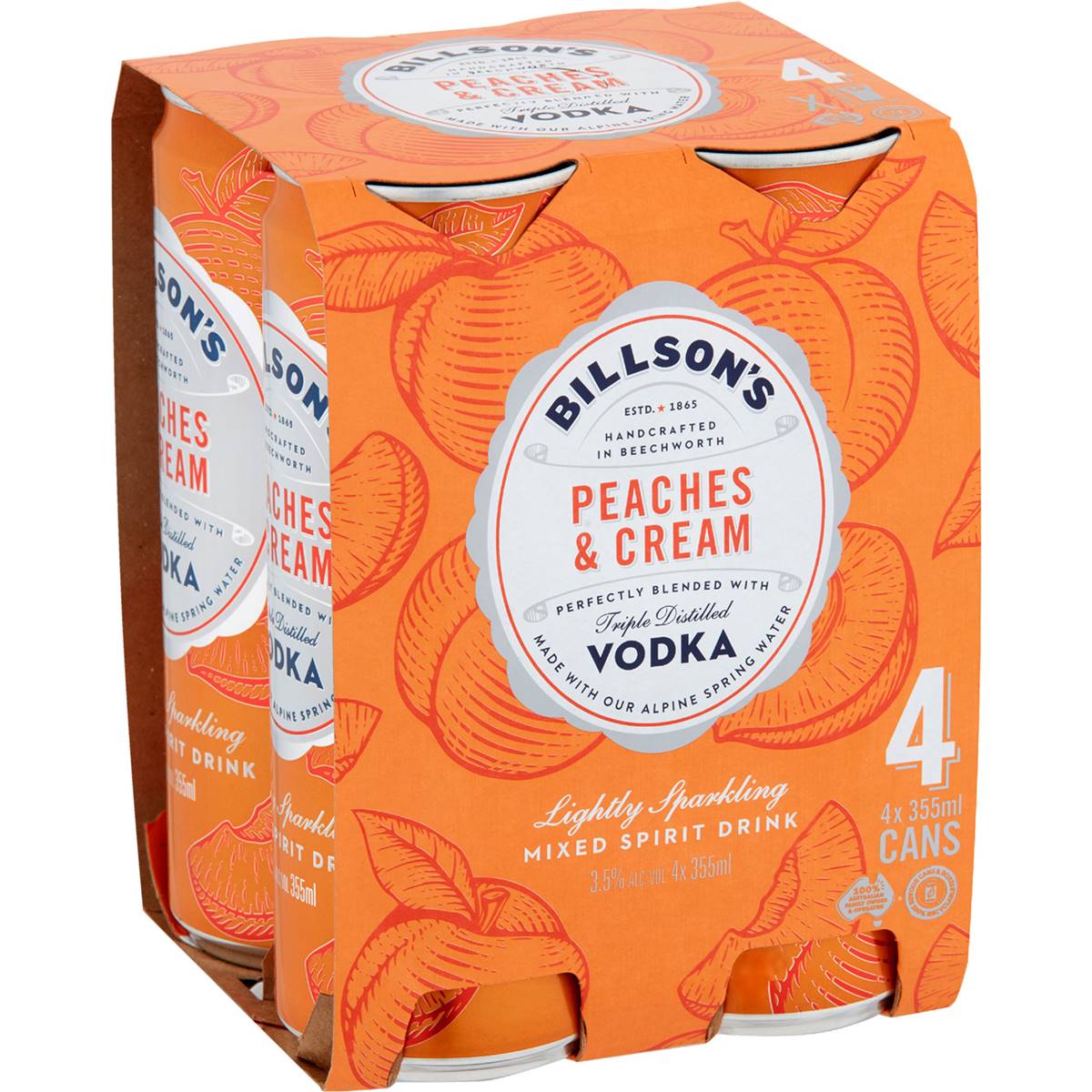 Bilsons Vodka Peaches & Cream 330ml X 4 Pack Woolworths