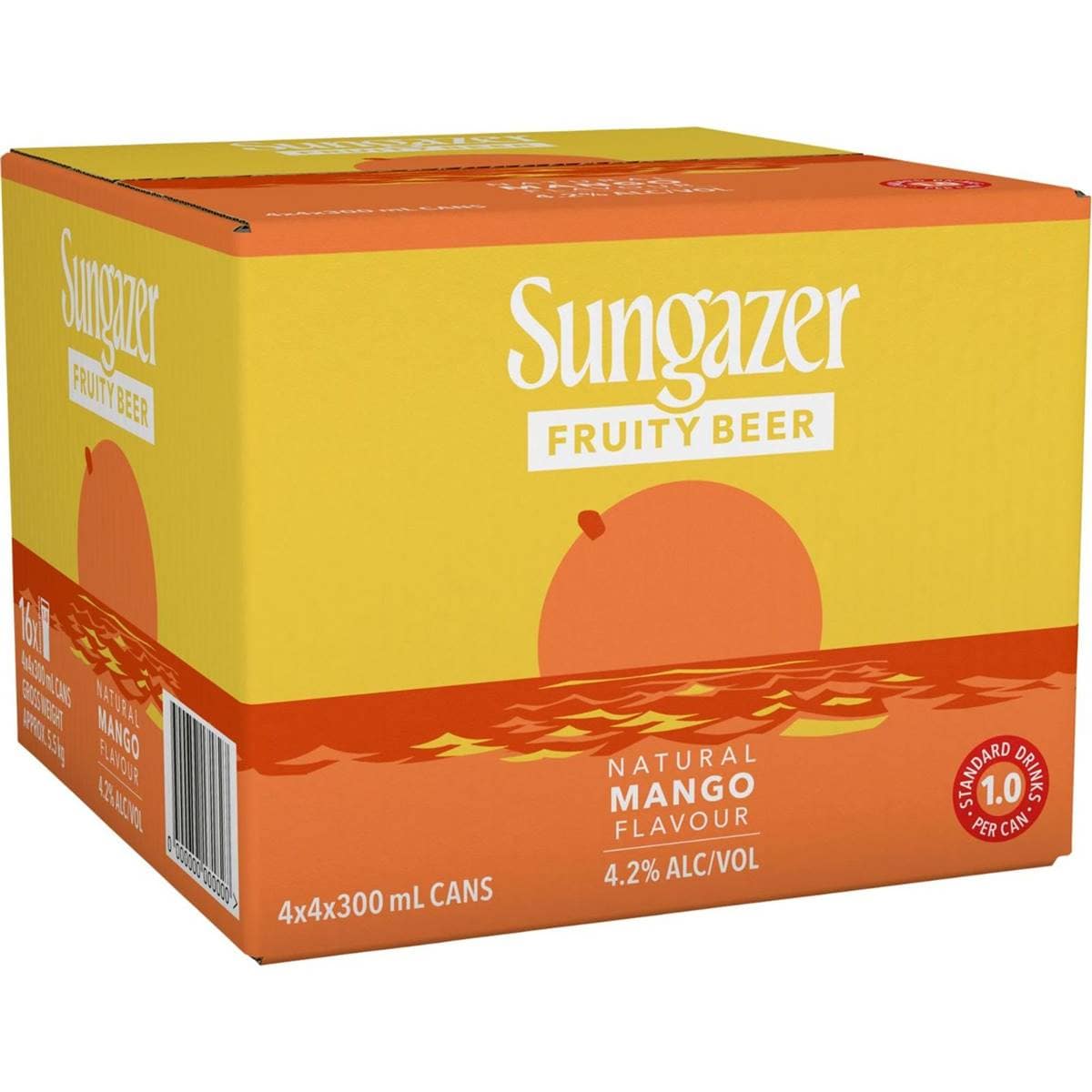 Sungazer Fruity Beer Natural Mango Flavour Can 300ml X 16 Case Woolworths