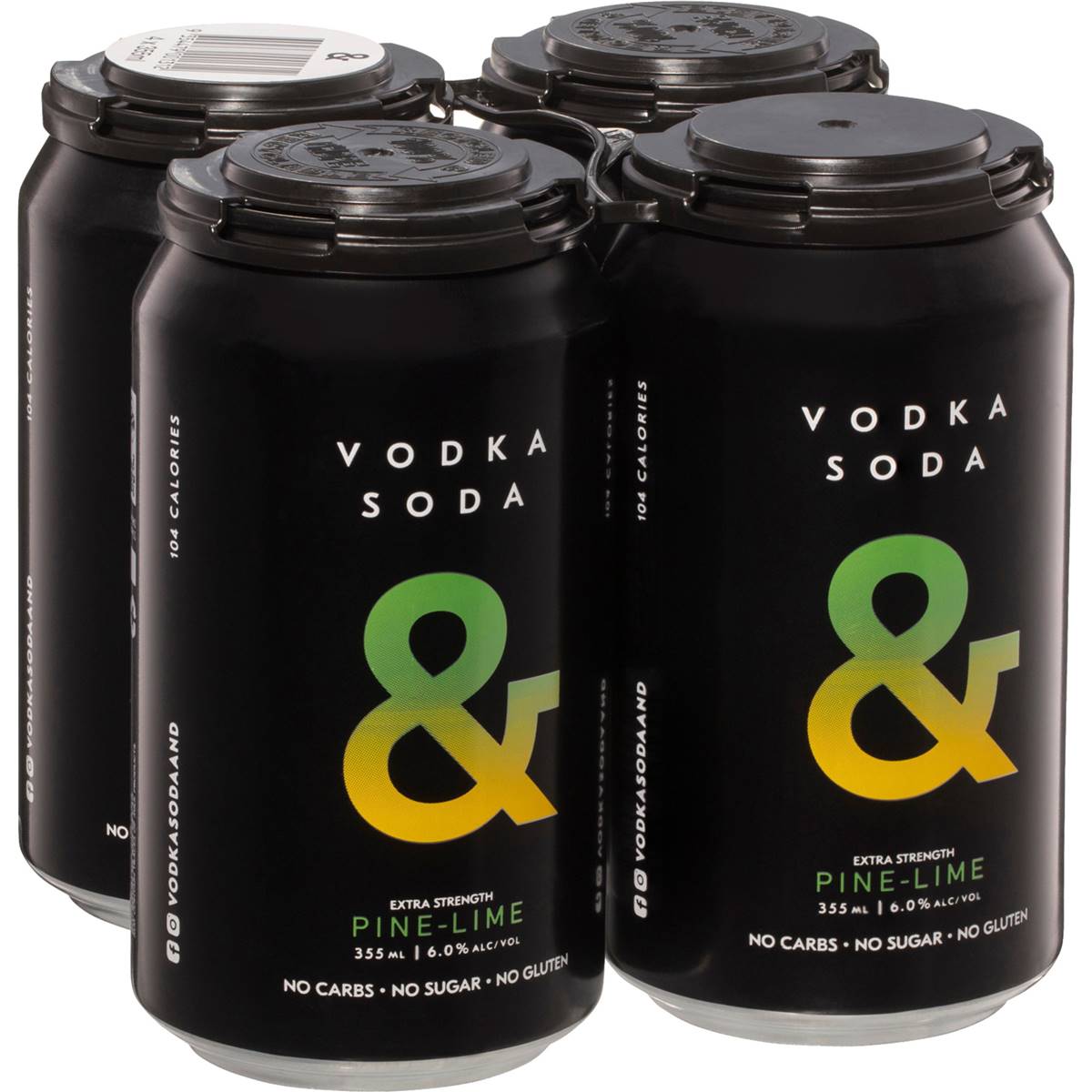 Vodka Soda Pine Lime 355 X 4 Pack Woolworths