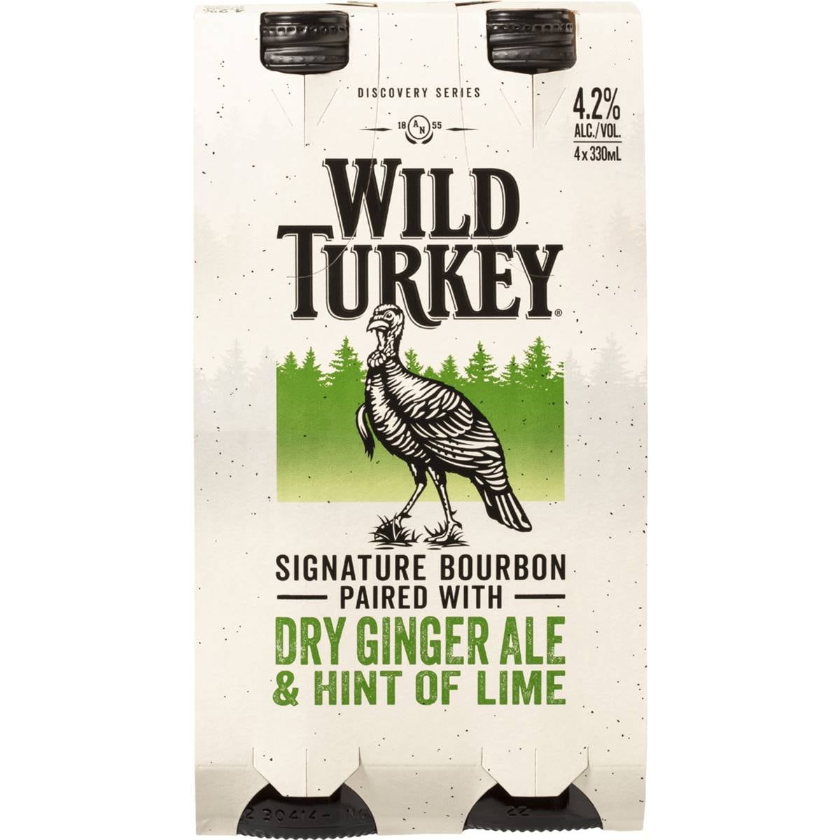 Wild Turkey Bourbon With Dry Ginger Ale & A Hint Of Lime Bottles 330ml