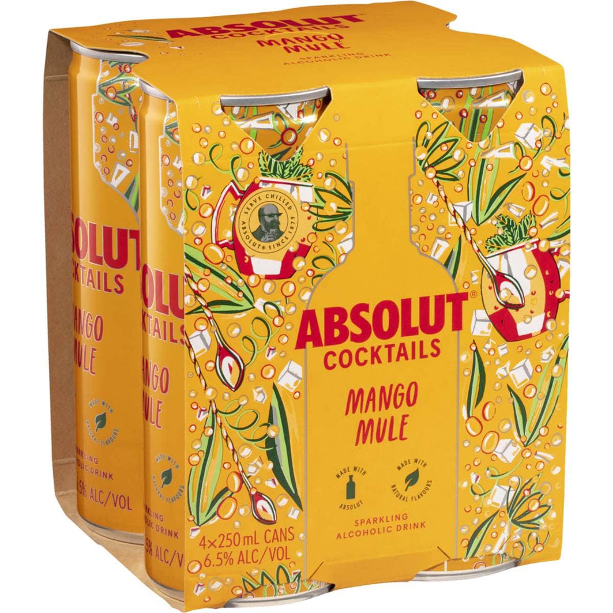 Absolut Cocktails Mango Mule Cans 250ml X 4 Pack Woolworths