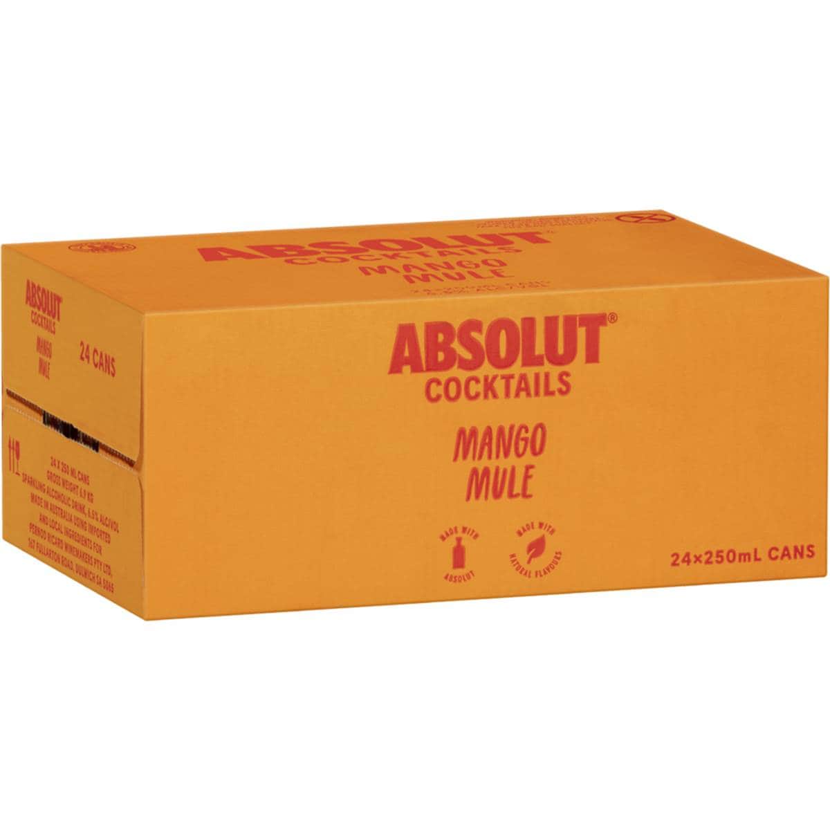 Absolut Cocktails Mango Mule Cans 250ml X 4 Pack Woolworths