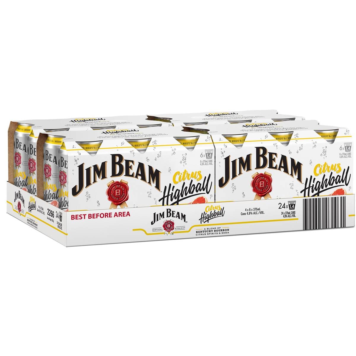 Jim Beam Citrus Highball Cans 24x375ml Woolworths