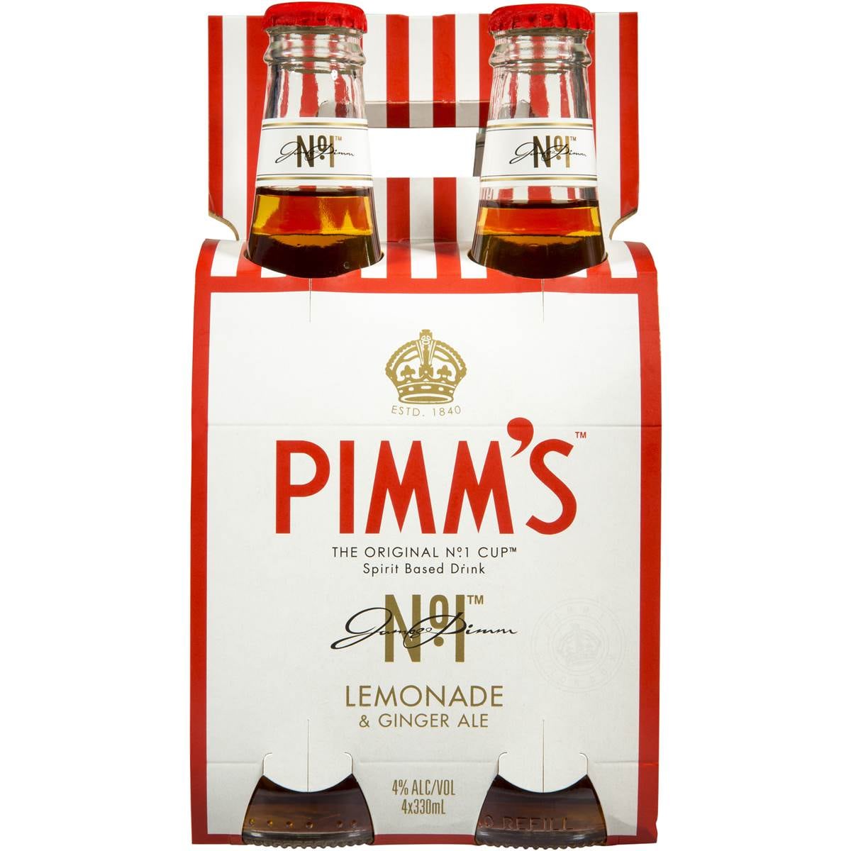Pimm's Lemonade & Ginger Ale 4 Bottle 4x330ml Woolworths