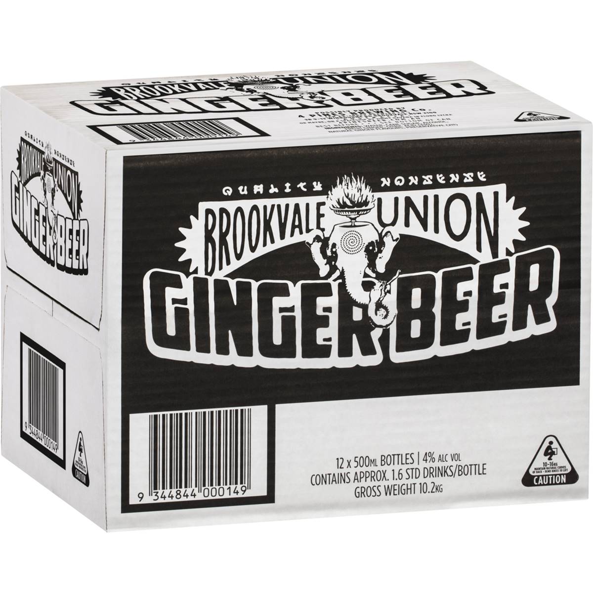 Brookvale Union Ginger Beer Bottles 500ml X12 Pack Woolworths