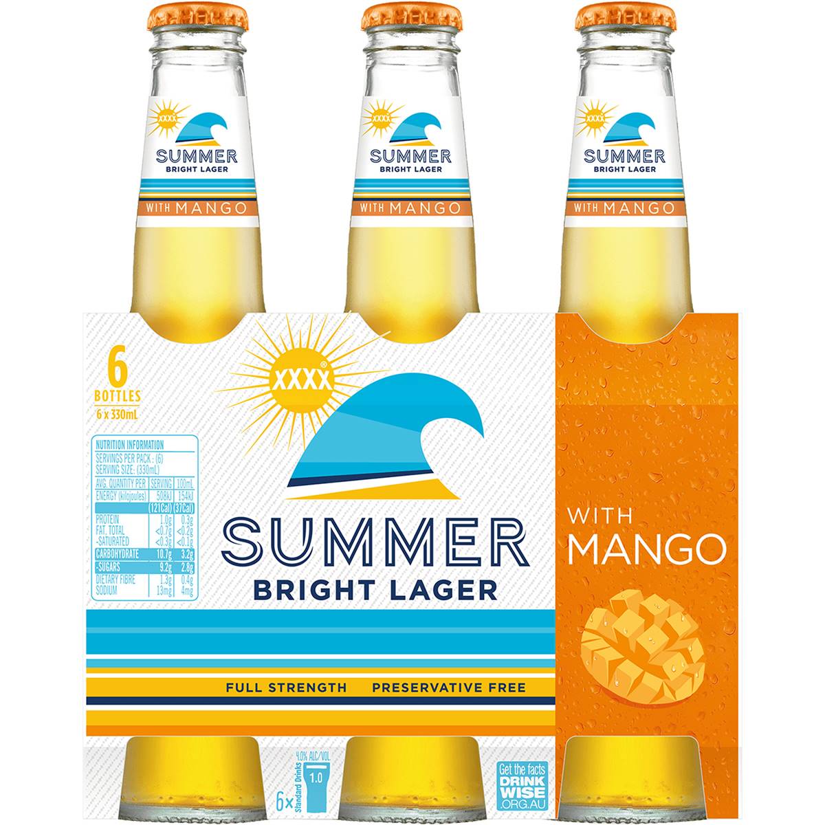 Xxxx Summer Bright Mango Bottles 330ml X 24 Case Woolworths