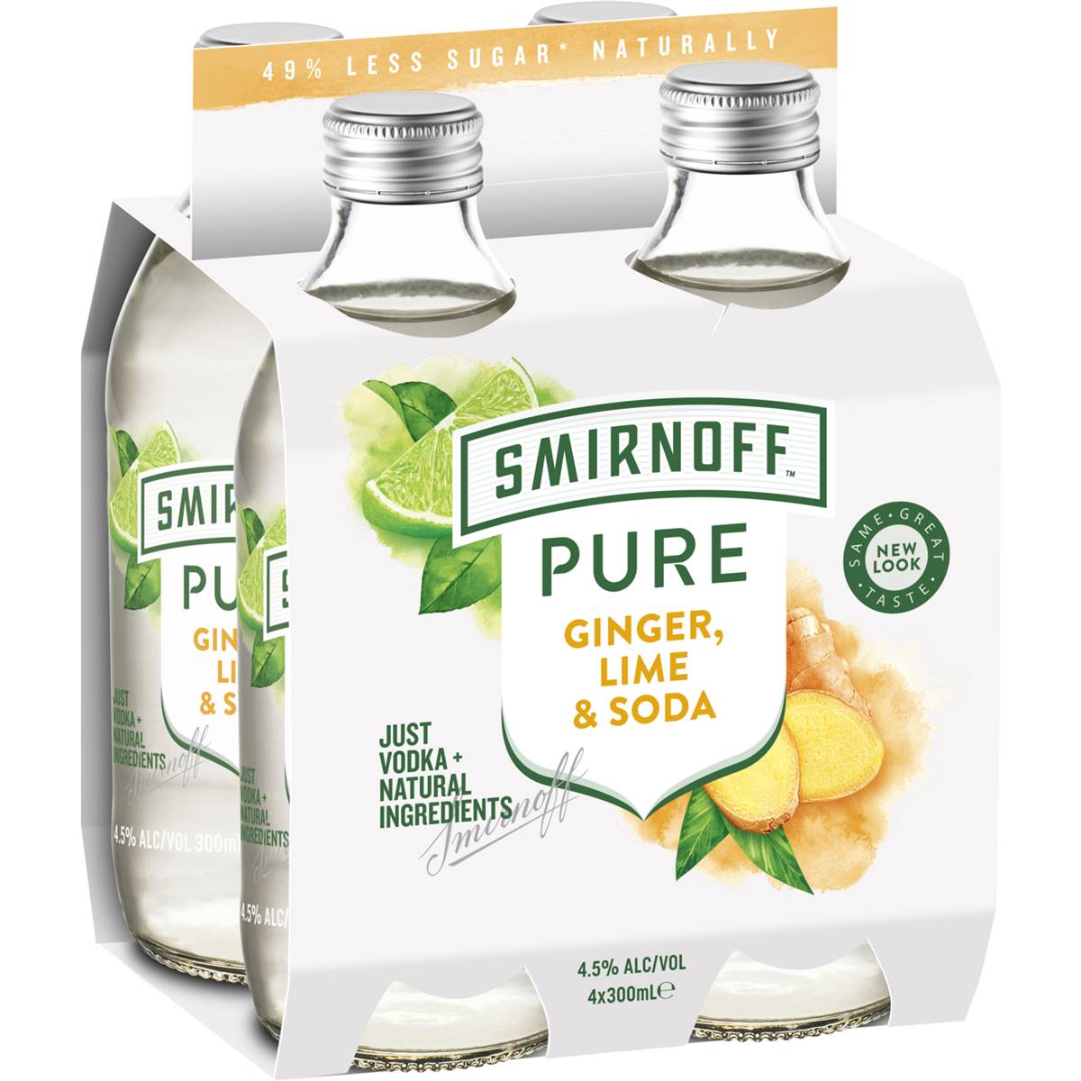Smirnoff Pure Ginger, Lime & Soda Bottles