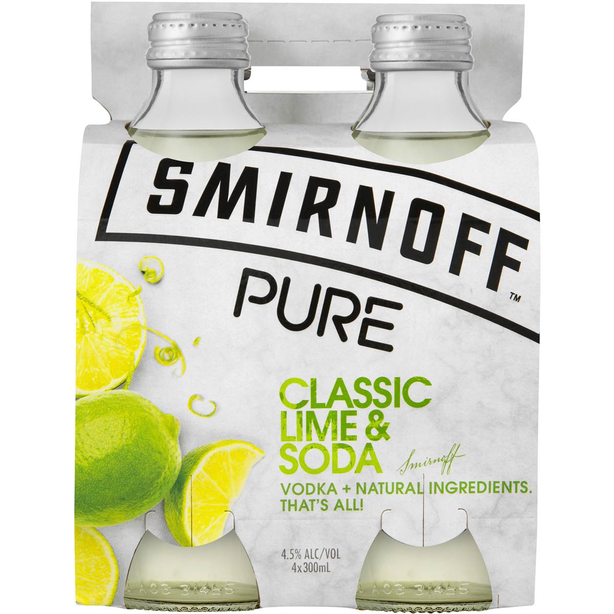 Smirnoff Pure Vodka Lime & Sodea 4x300ml Woolworths