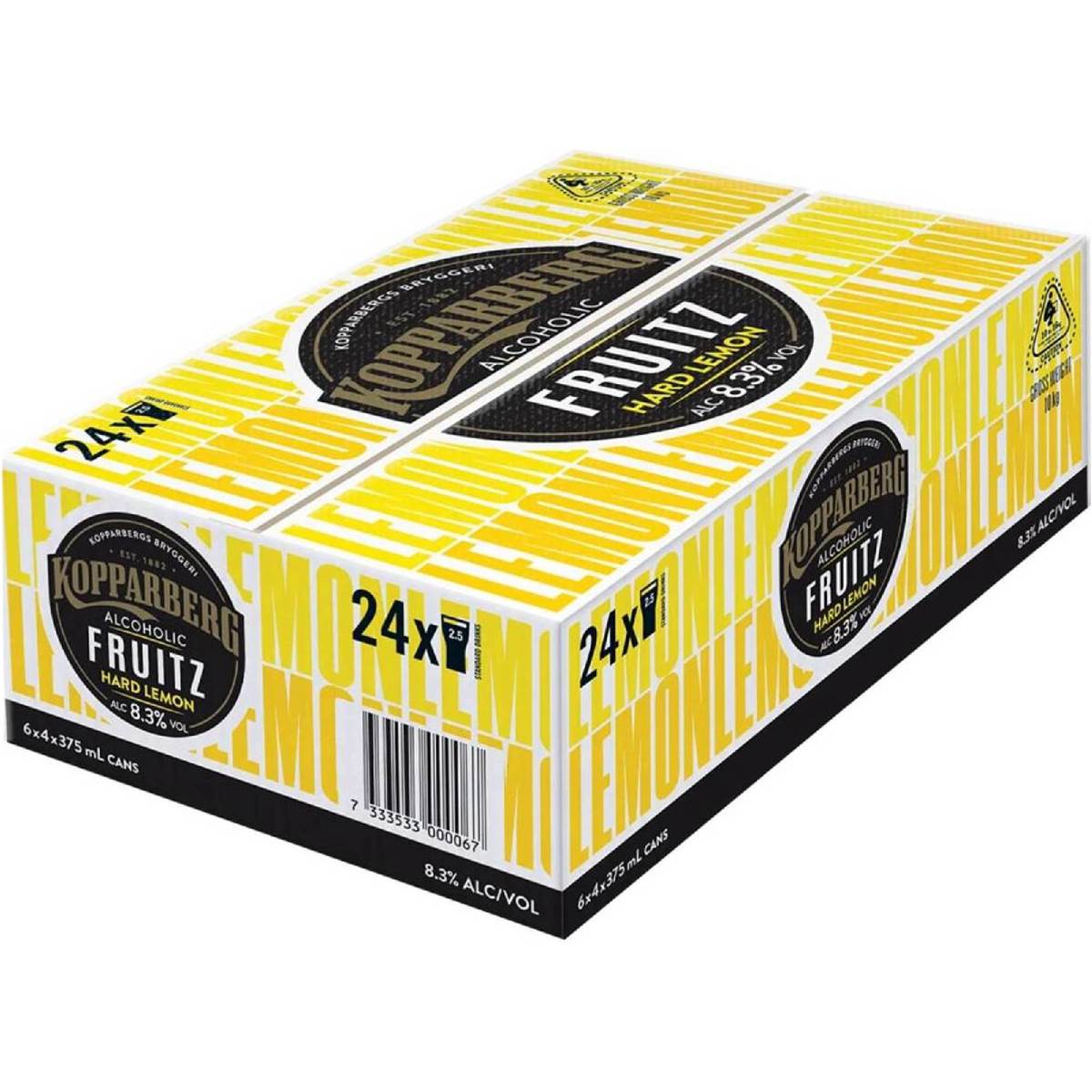 Kopparberg Fruit Fizz Hard Lemon 8.3% Cans 375mL x 24 pack