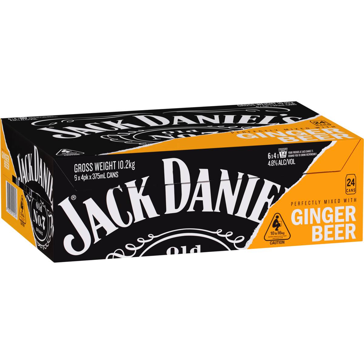 Jack Daniel's & Ginger Beer 375ml X24 Case Woolworths