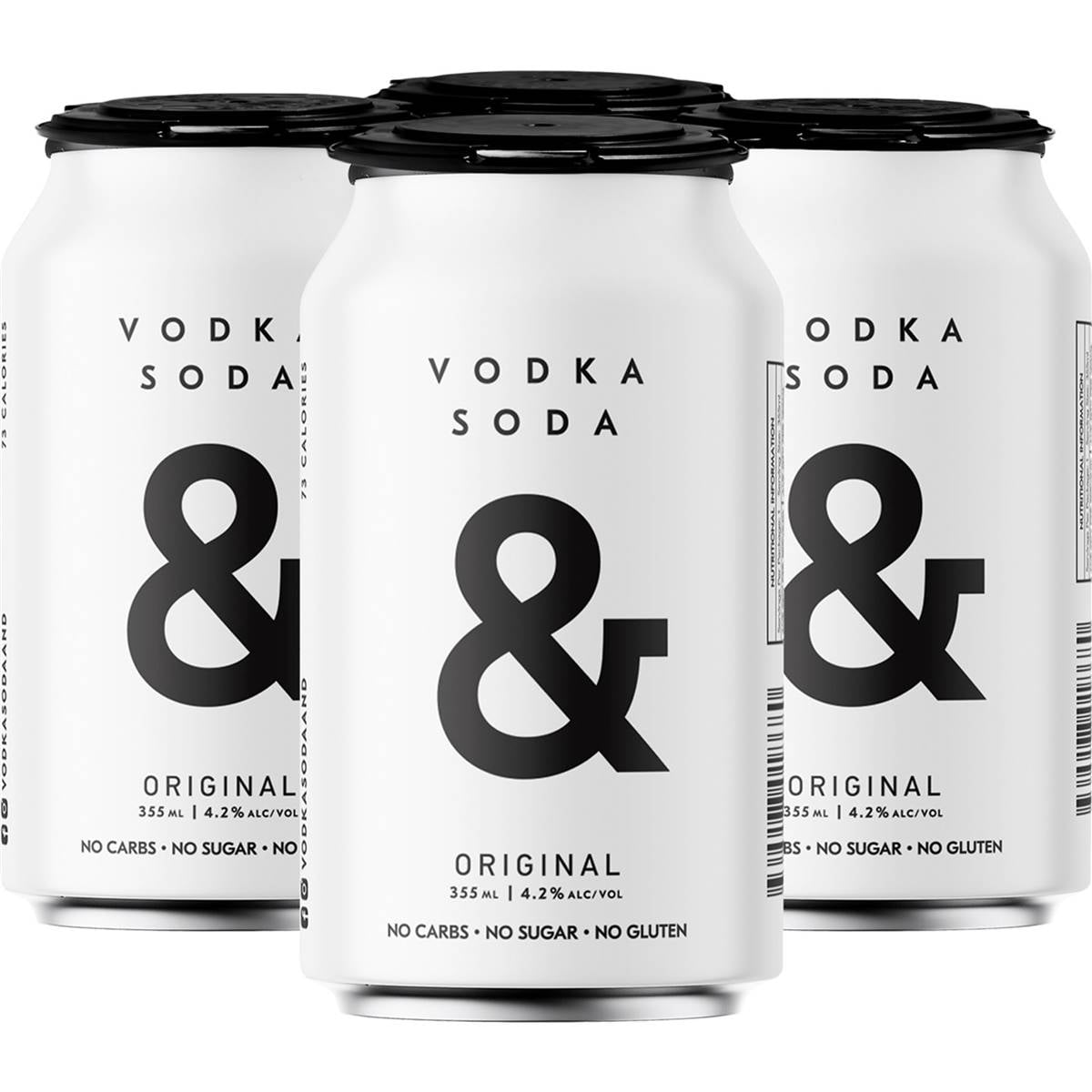 & Vodka Soda Can 375ml X4 Pack Woolworths