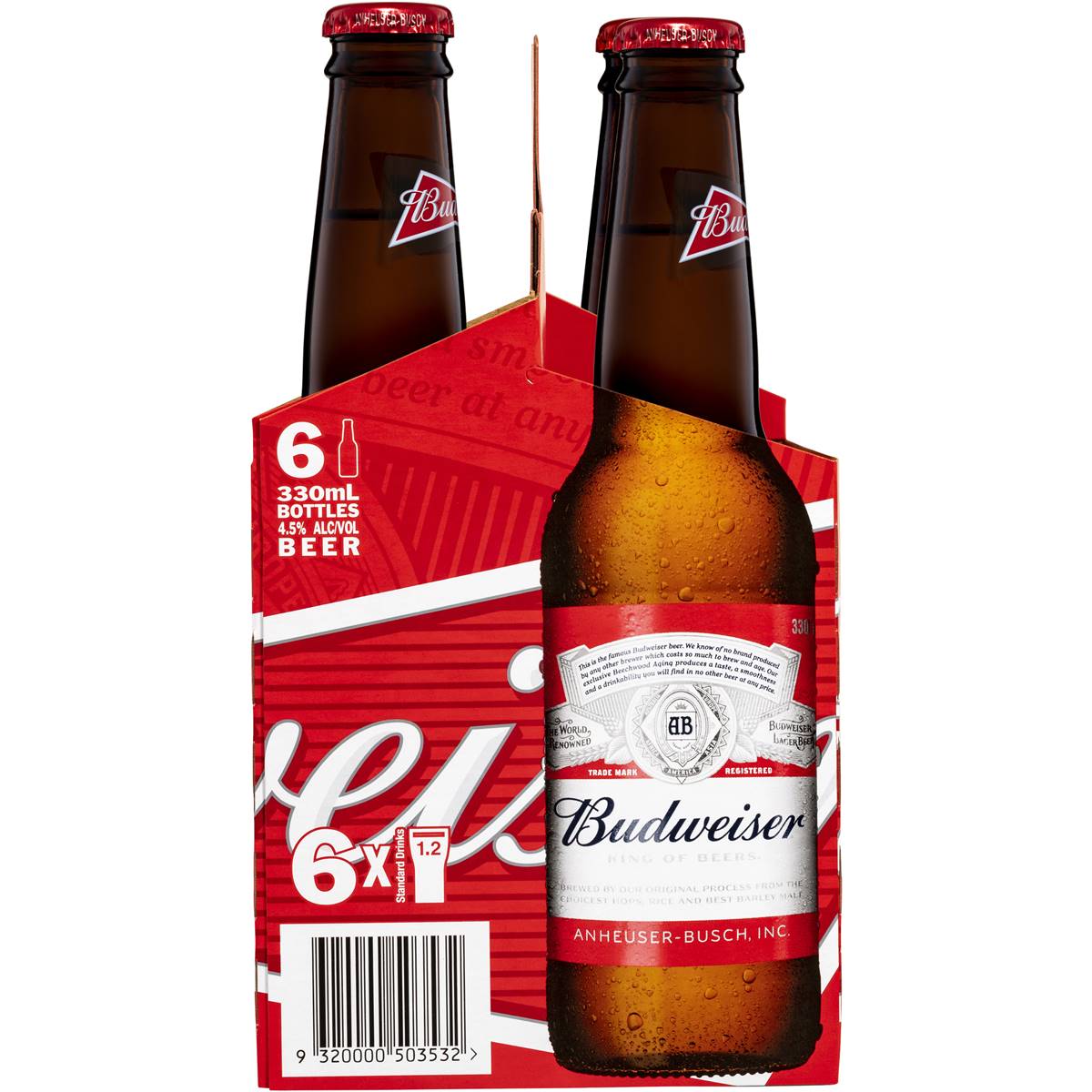 Budweiser Beer Bottle 330ml X 6 Pack | Woolworths