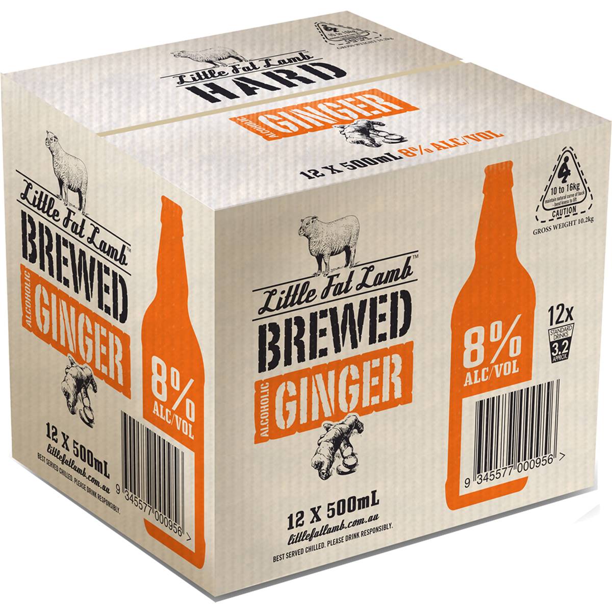 Little Fat Lamb Brewed Ginger Bottles 500ml X12 Case Woolworths