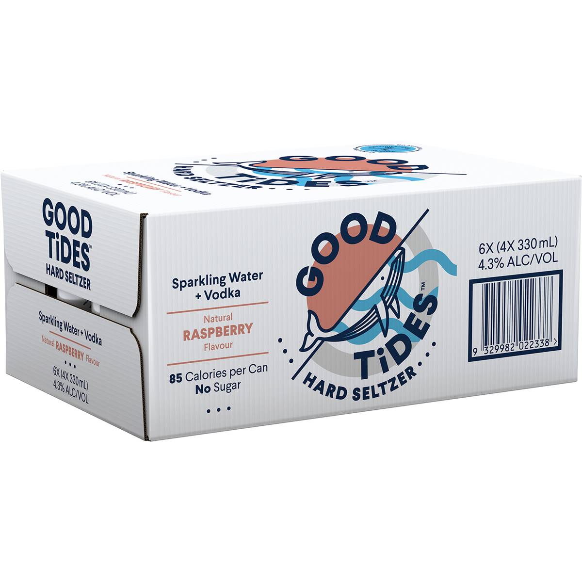 Good Tides Hard Seltzer Raspberry Cans 330ml X24 Case | Woolworths