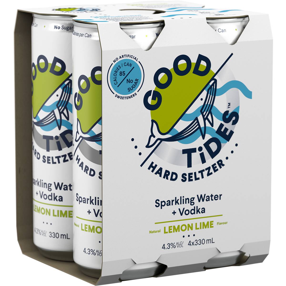 Good Tides Hard Seltzer Lemon Lime 330ml X4 Pack | Woolworths