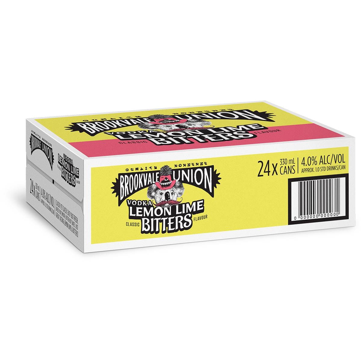 Brookvale Union Vodka Lemon Lime & Bitters Cans 330ml X24 Case Woolworths