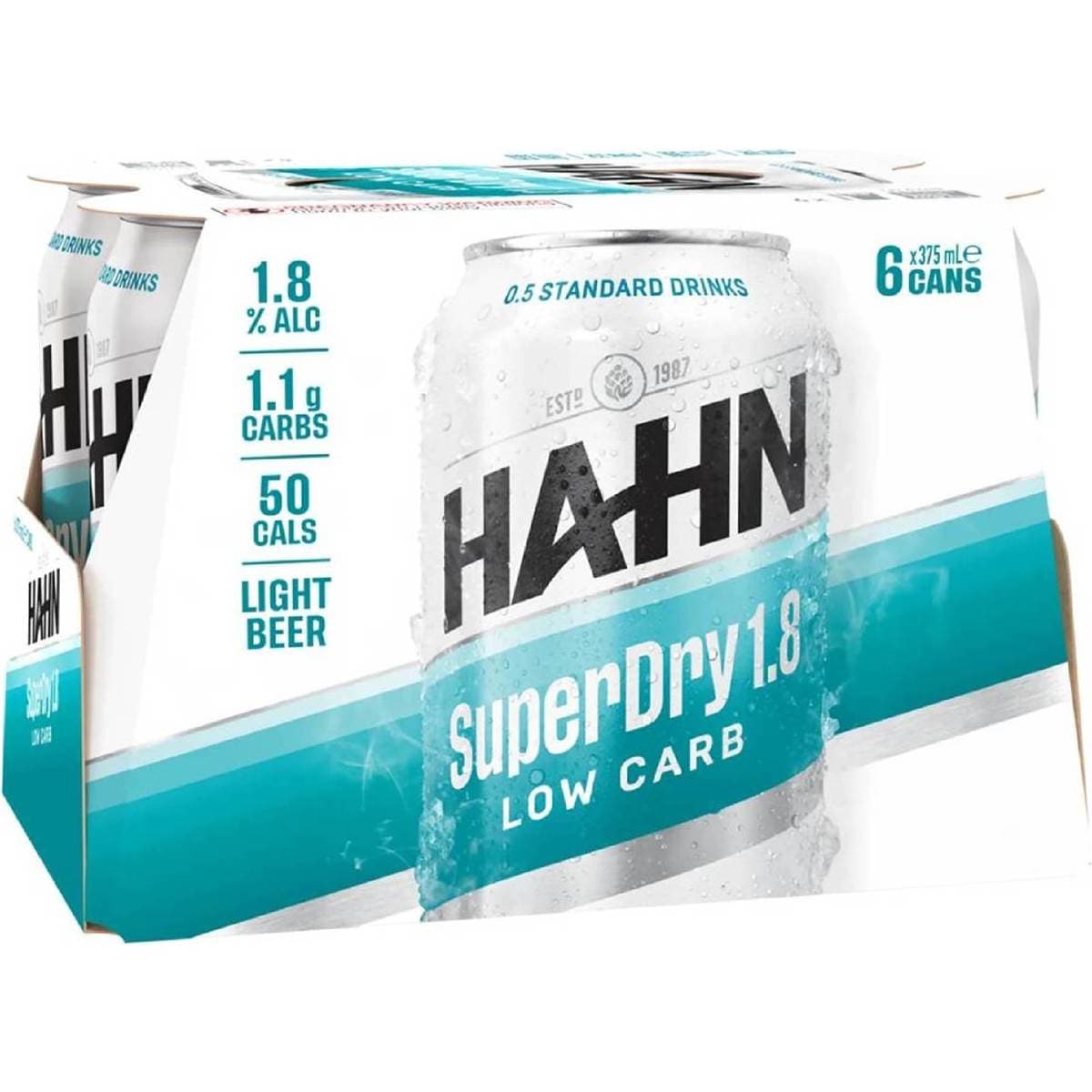 Hahn SuperDry 1.8% Cans 375mL x 6 pack