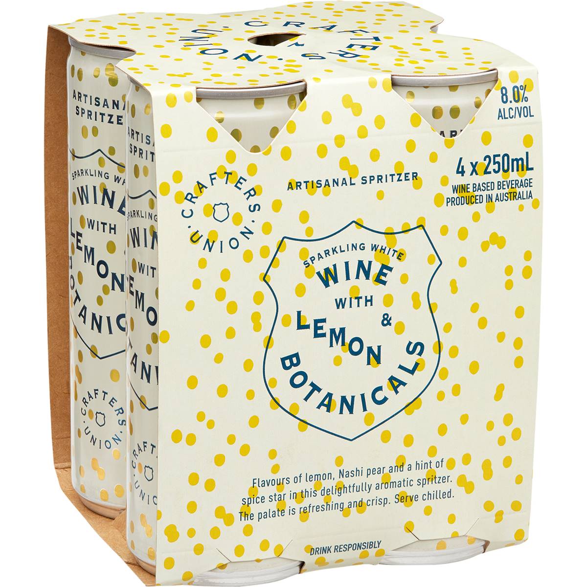 Crafters Union Spritzers Sparkling White Wine With Lemon And Botanicals