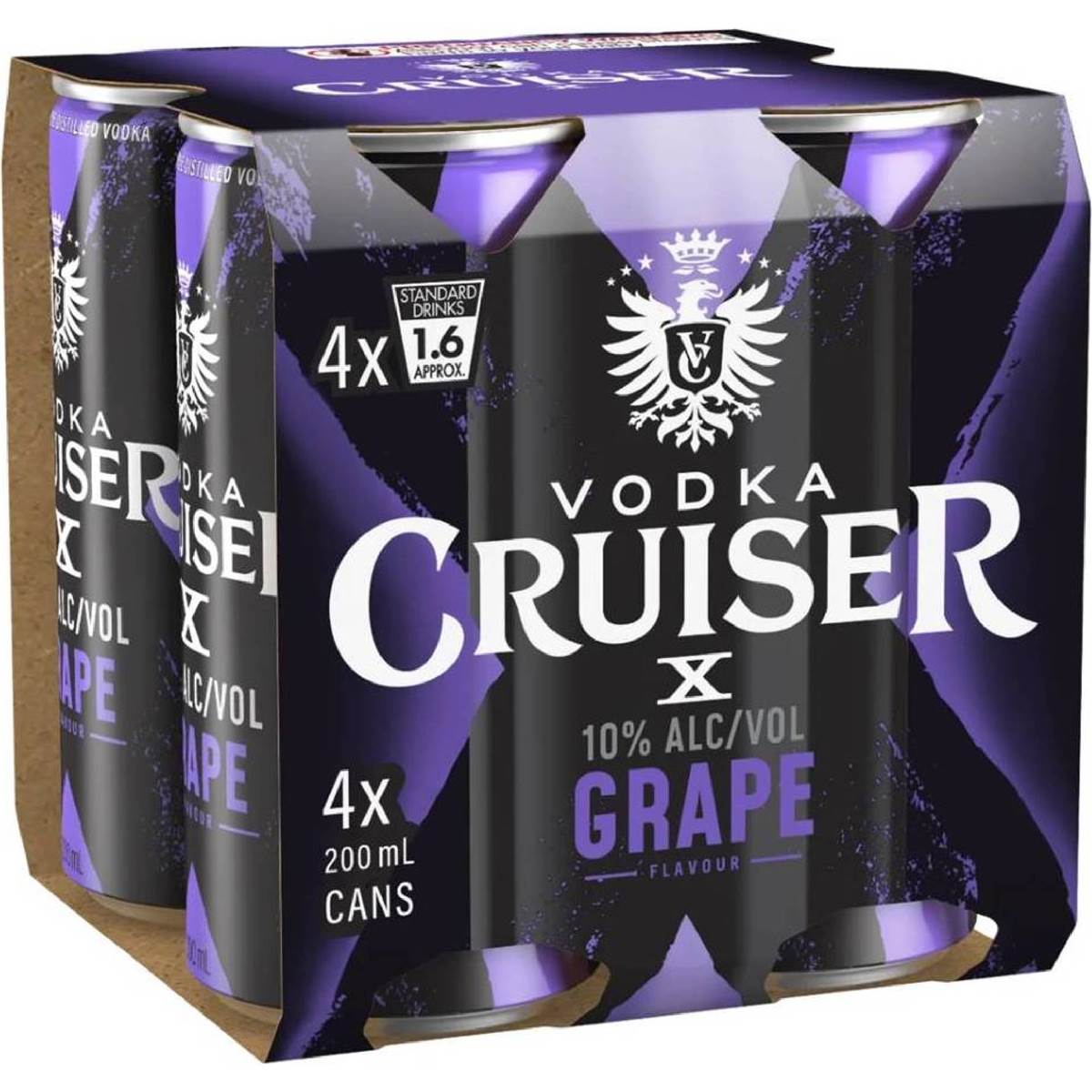 Vodka Cruiser Grape 10pct Cans 200mL x 4 pack