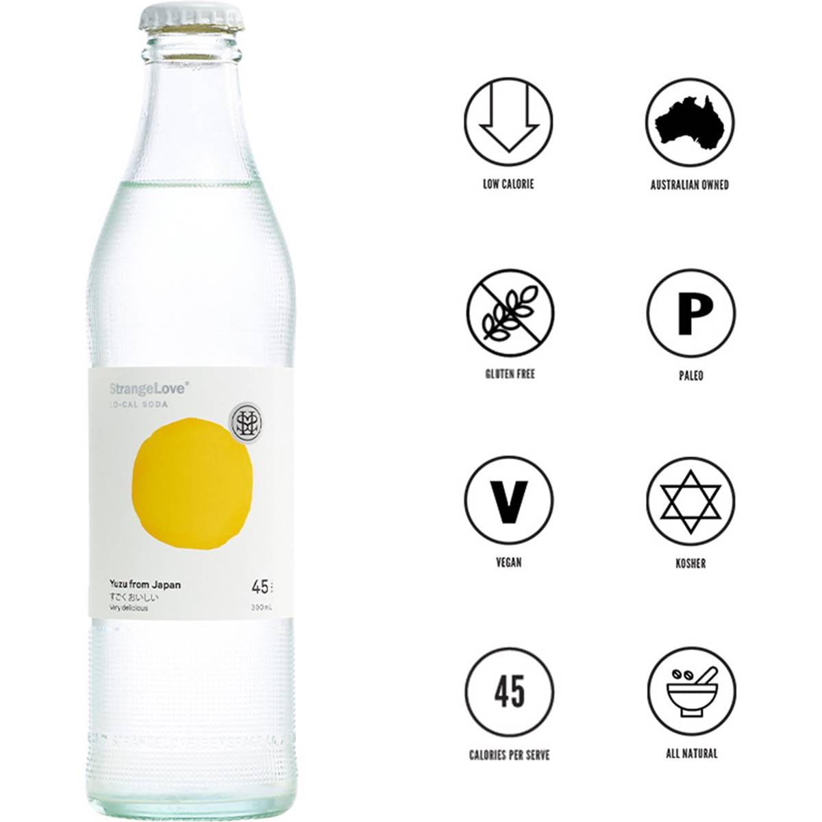 Strangelove Yuzu From Japan Low Calorie Soda Bottles 300ml X 4 Pack