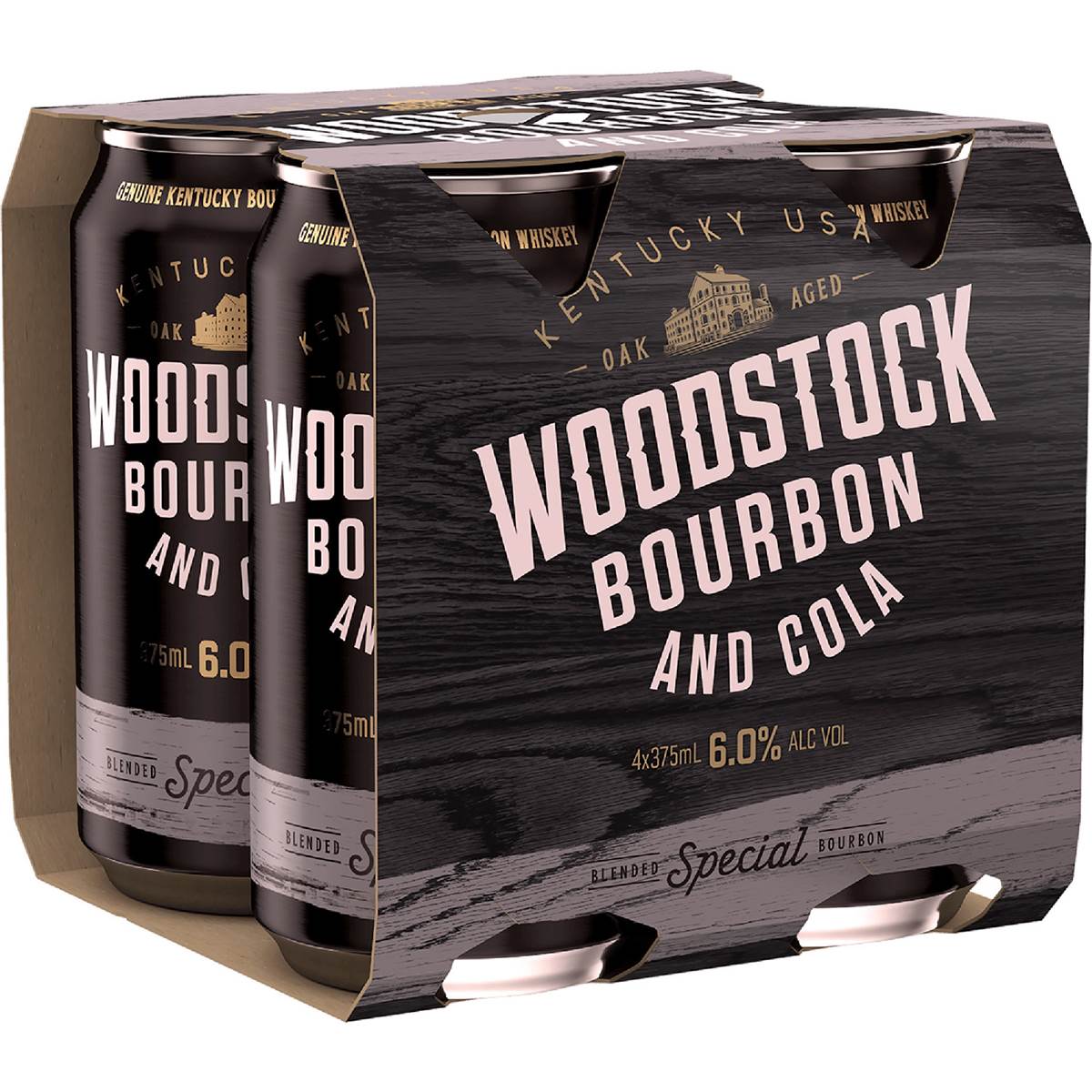 Woodstock Bourbon & Cola 6% Cans 375mL x 4 pack