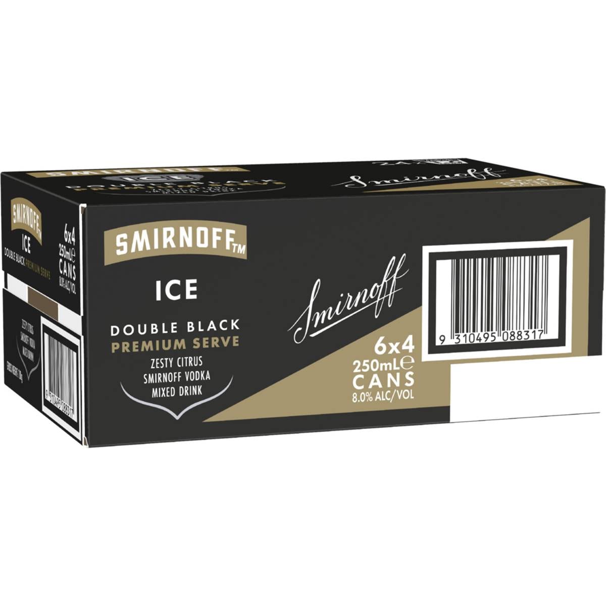 Smirnoff Ice Double Black 8% Cans 250mL x 24 Pack
