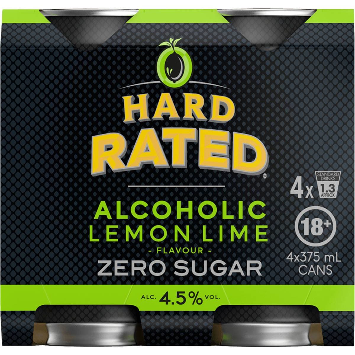Hard Rated Zero Sugar Alcoholic Lemon Lime 375mL x 4 pack