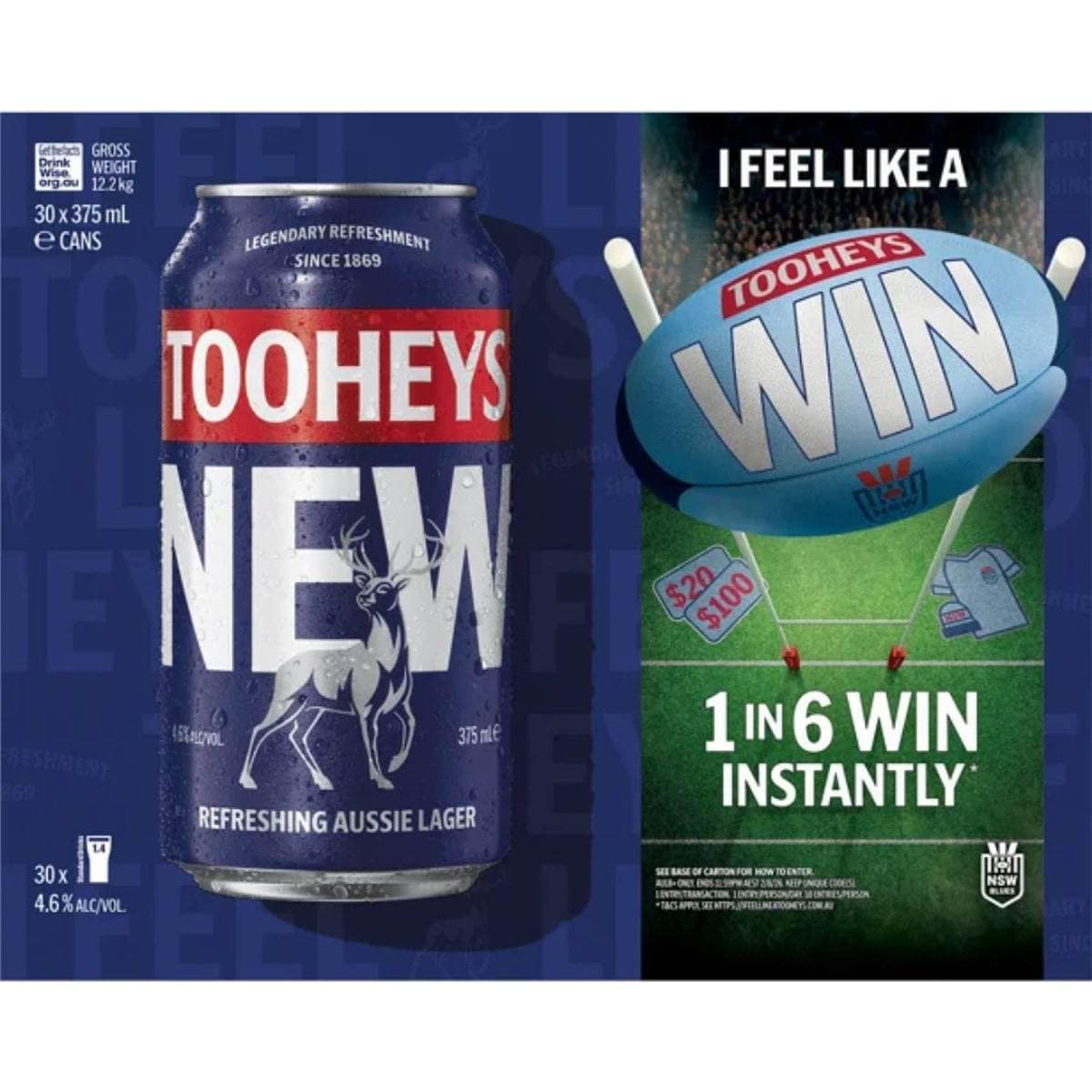 Tooheys New Lager Cans 375mL x 30 pack