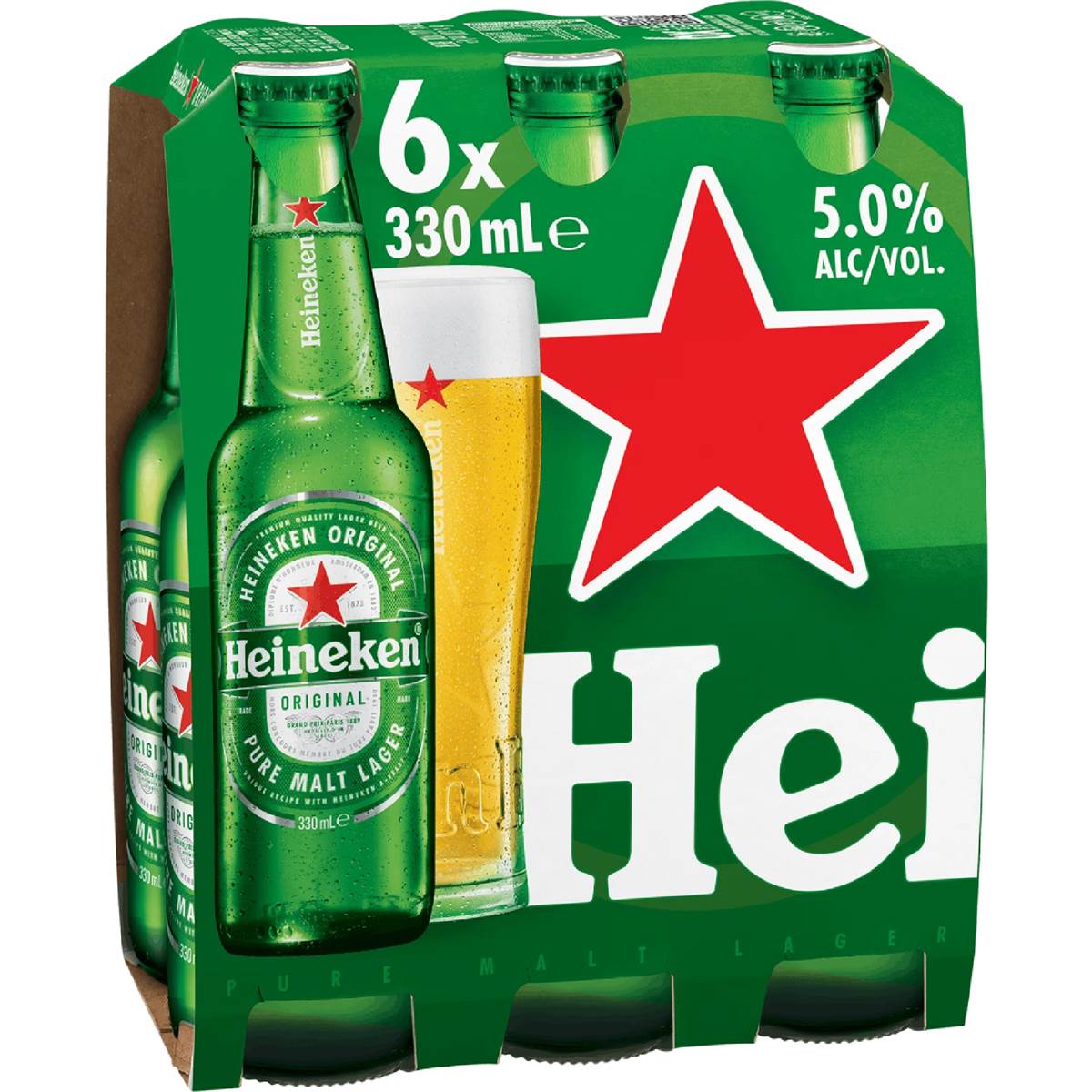 Heineken Premium Lager Bottles 330mL x 6 pack