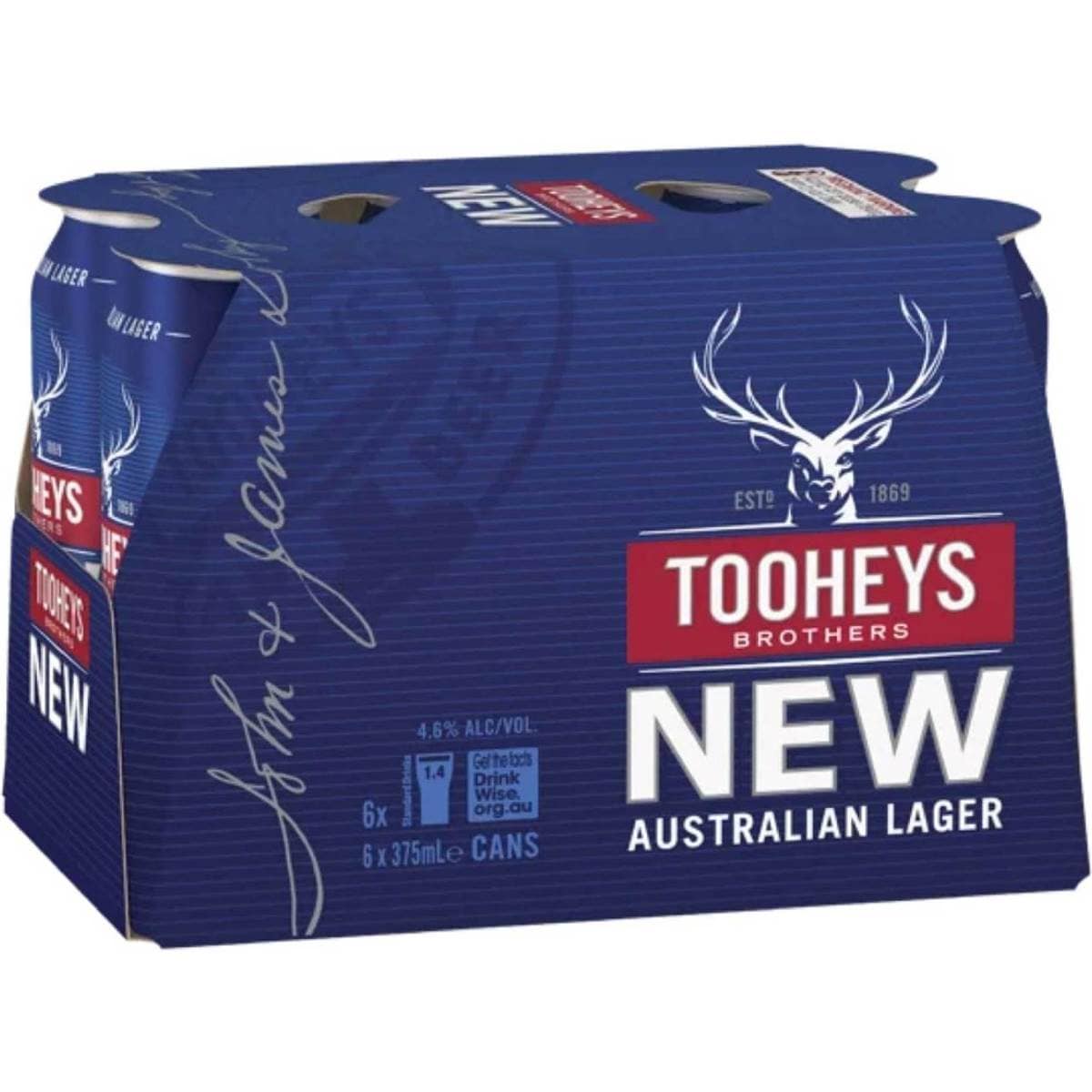 Tooheys New Lager Cans 375mL x 6 pack