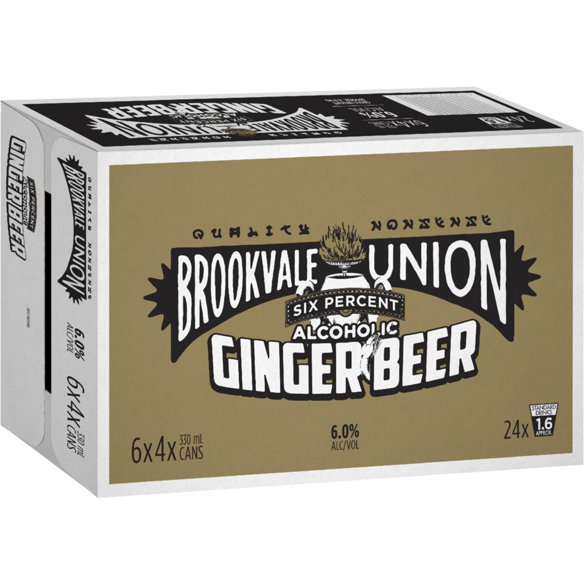 Brookvale Union Alcoholic Ginger Beer 6 Cans 330ml X 24 Pack Woolworths