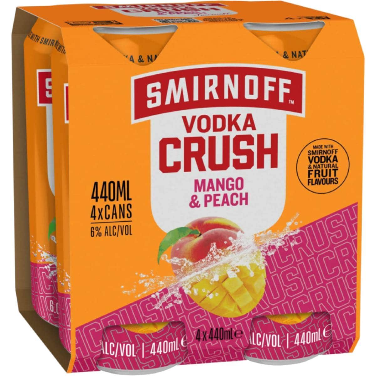 Smirnoff Crush Mango & Peach 440mL x 4 pack