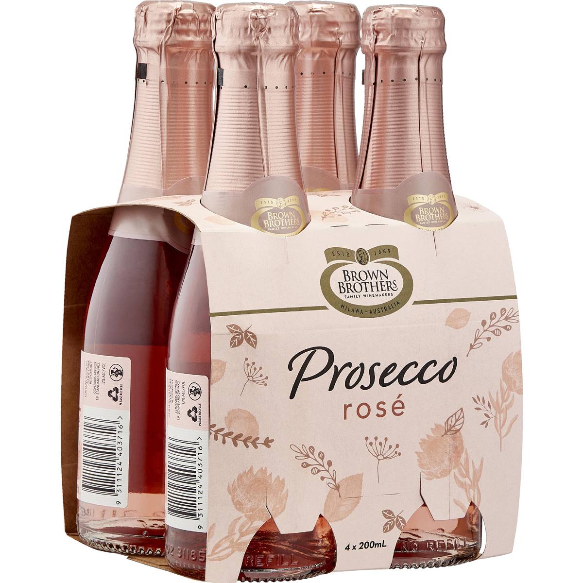 Brown Brothers Prosecco Rose Bottles 200ml X 4 Pack Woolworths