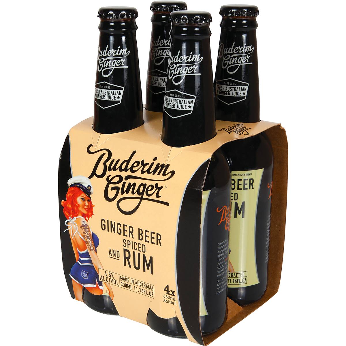 Buderim Ginger Beer & Spiced Rum 4x330ml Woolworths