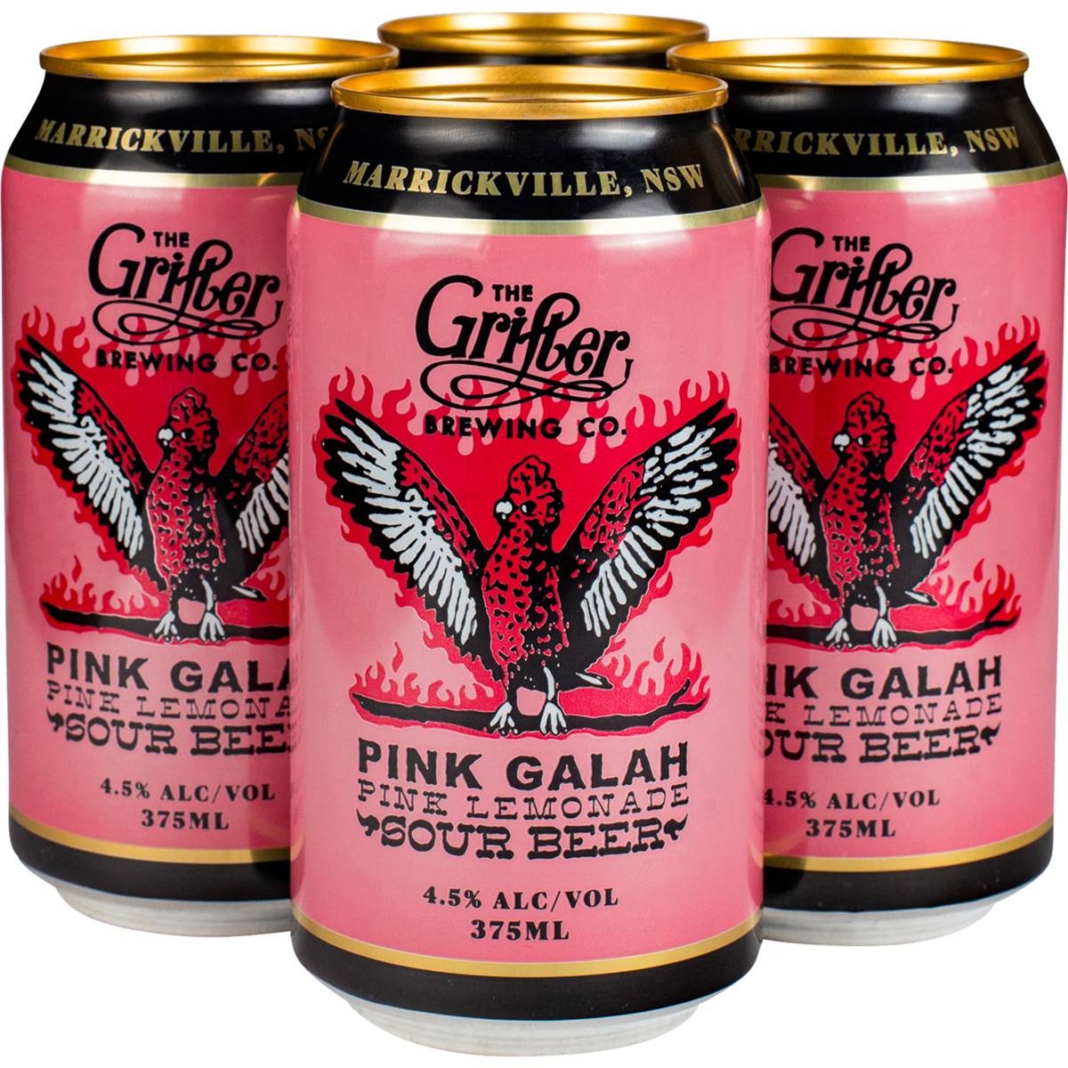 The Grifter Brewing Co. Pink Galah Pink Lemonade Sour Beer Cans 375ml X 4 Pack Woolworths