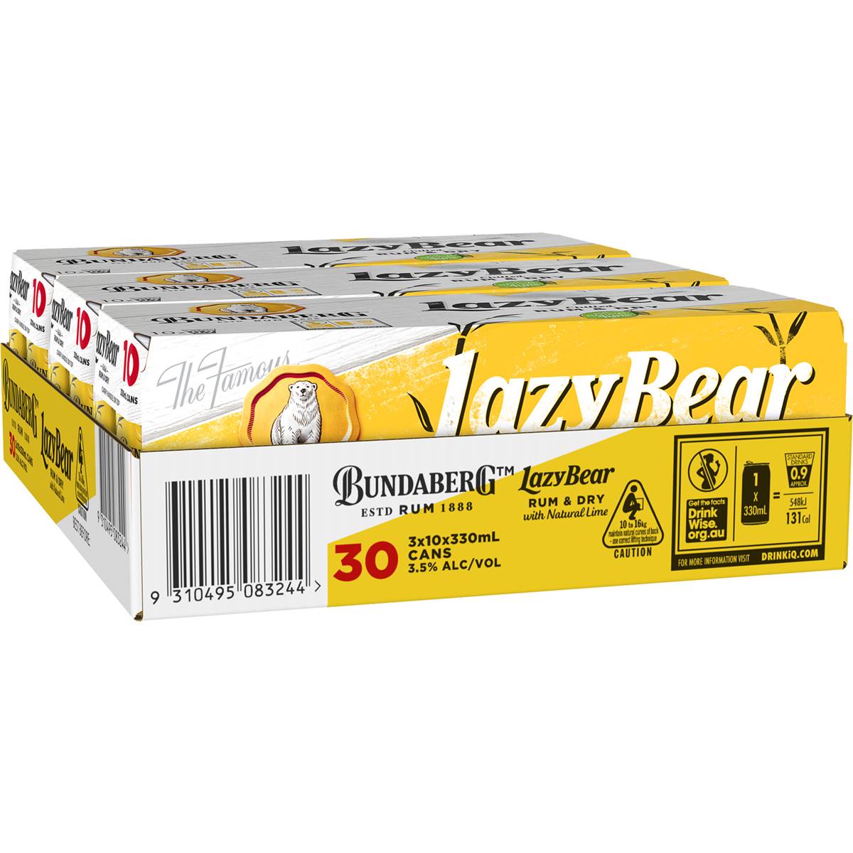 Bundaberg Lazy Bear Dry & Lime 3.5% Bottles