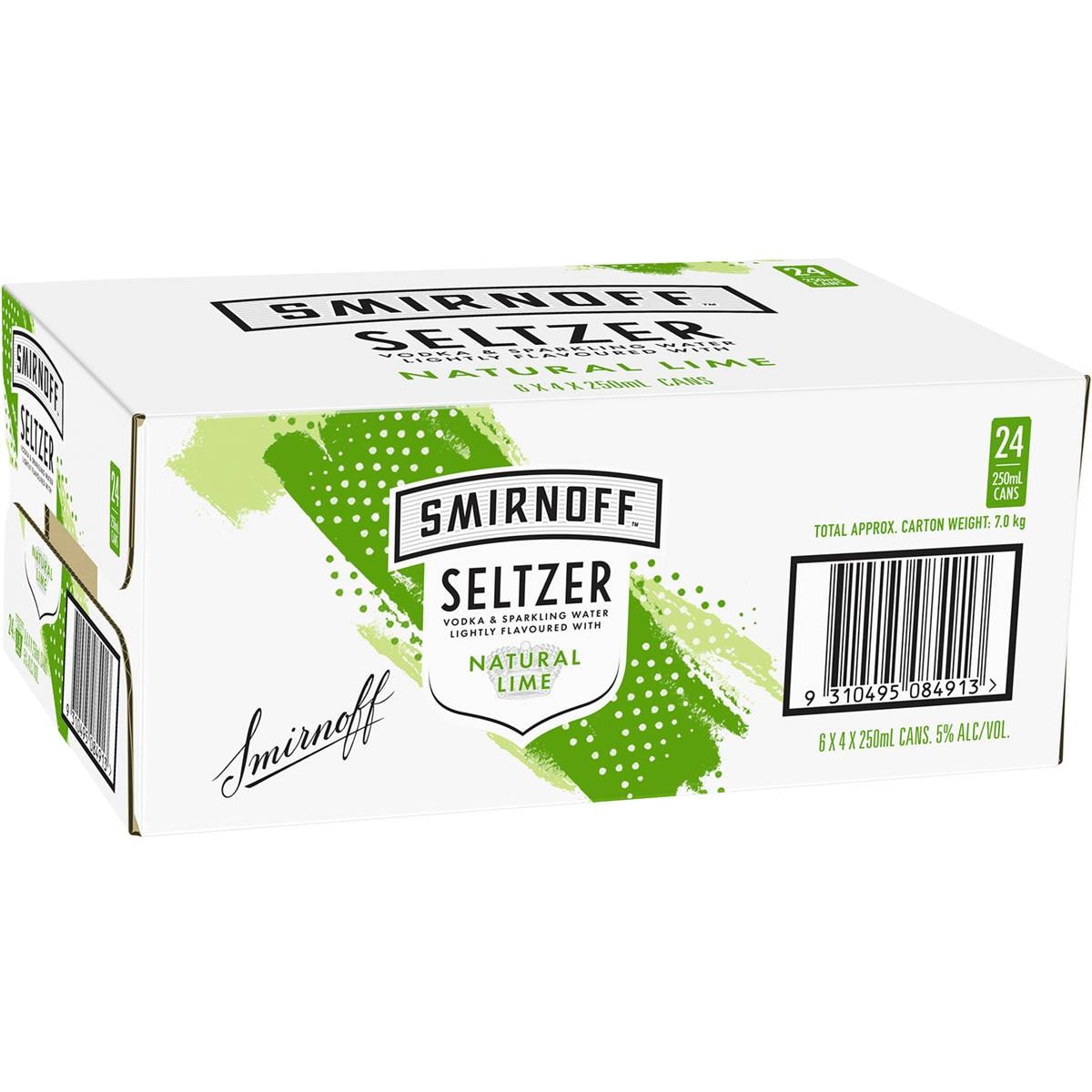 Smirnoff Seltzer Classic Lime Cans 250ml X24 Case Woolworths